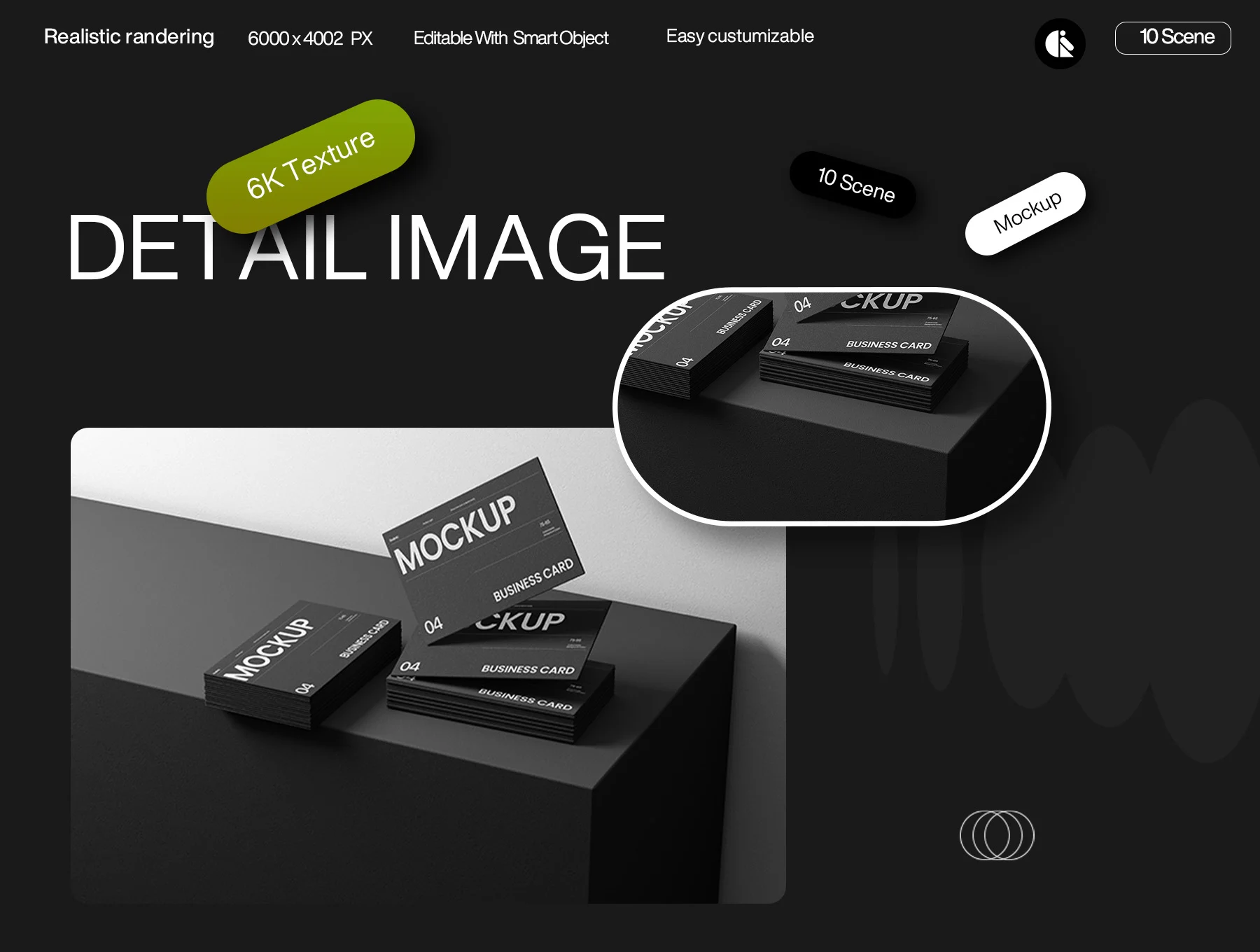 Minimalist Black Business Card Mockup Template 5