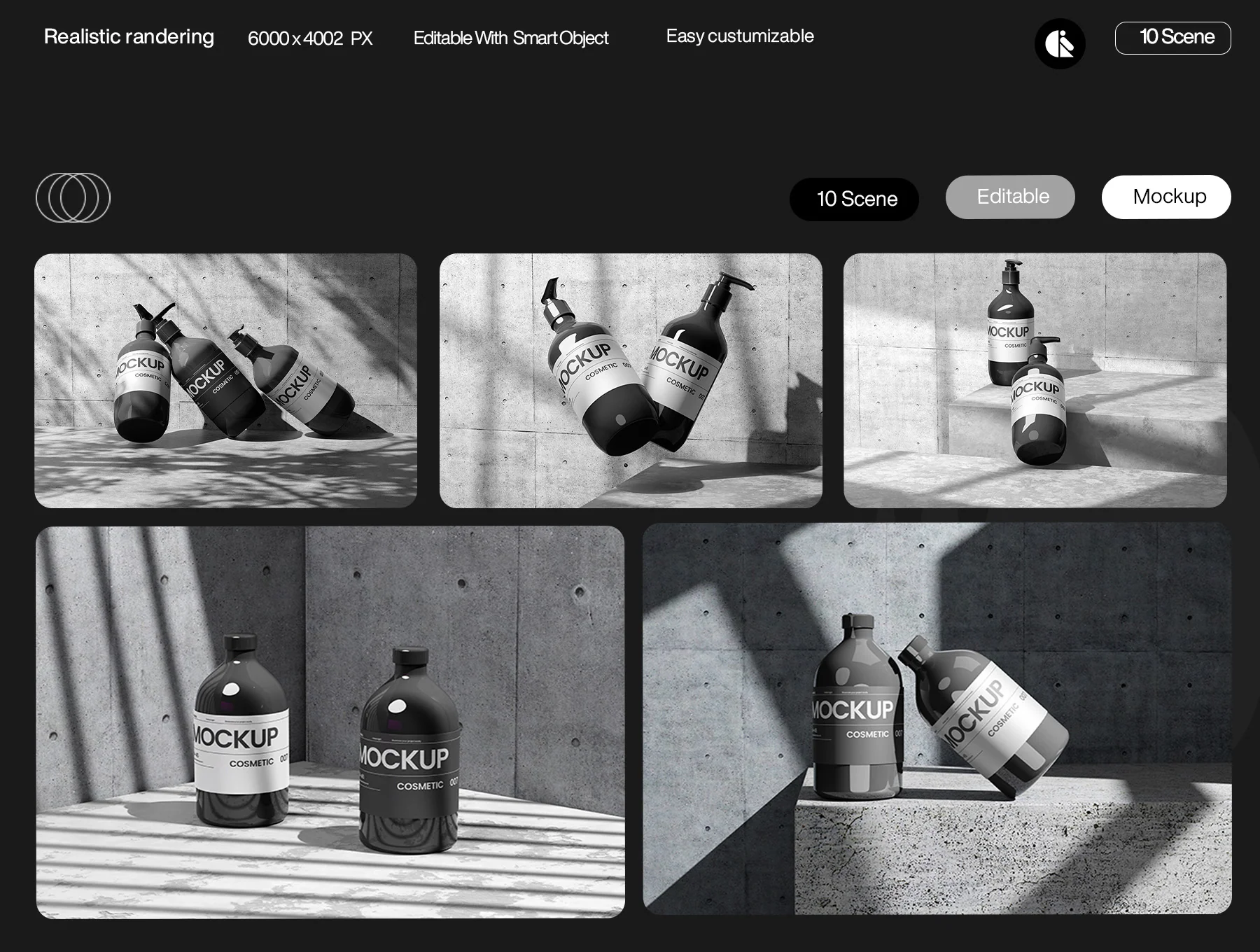 Minimalist Cosmetic Bottle and Jar Mockup with Realistic Shadows 2