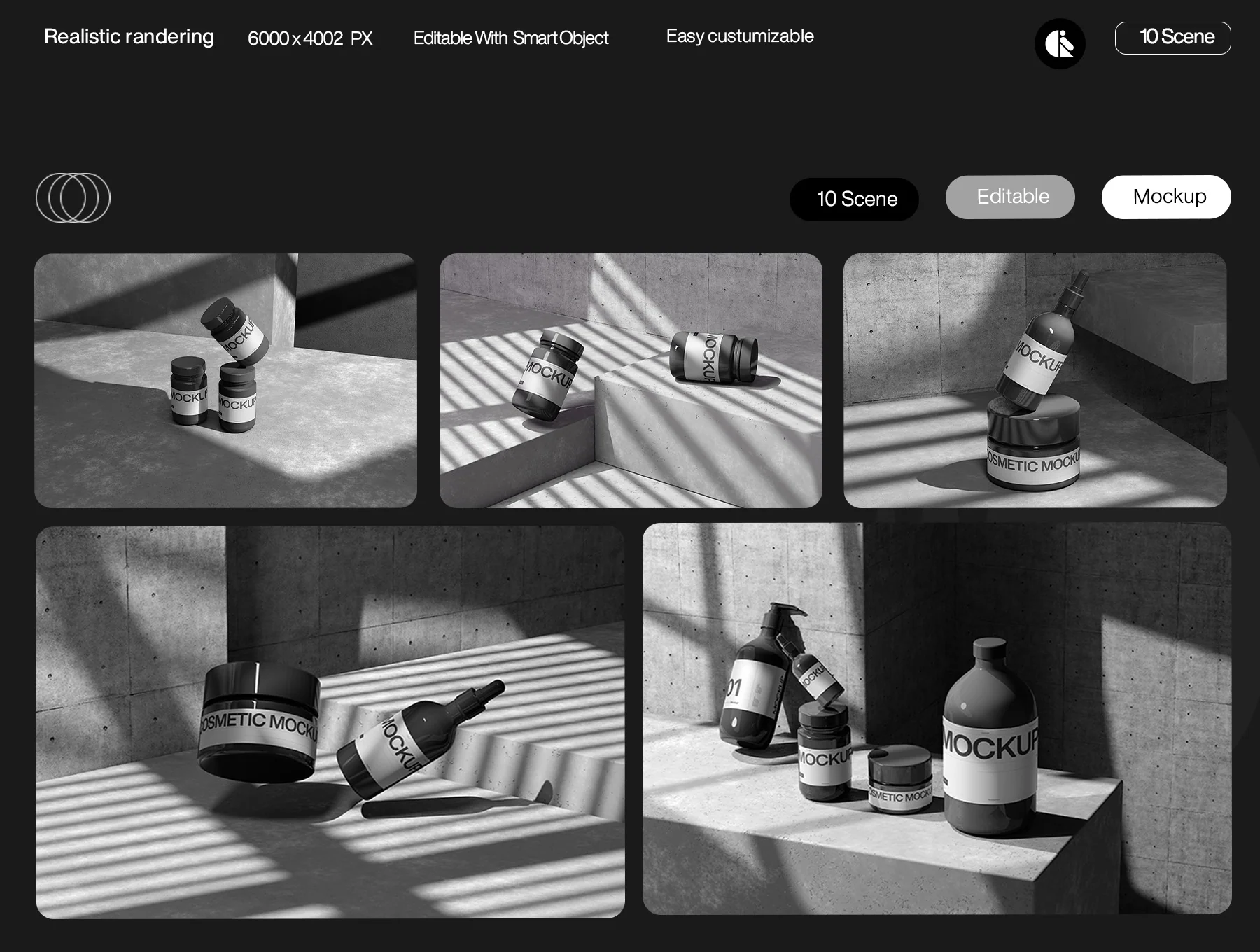 Minimalist Cosmetic Bottle and Jar Mockup with Realistic Shadows 3