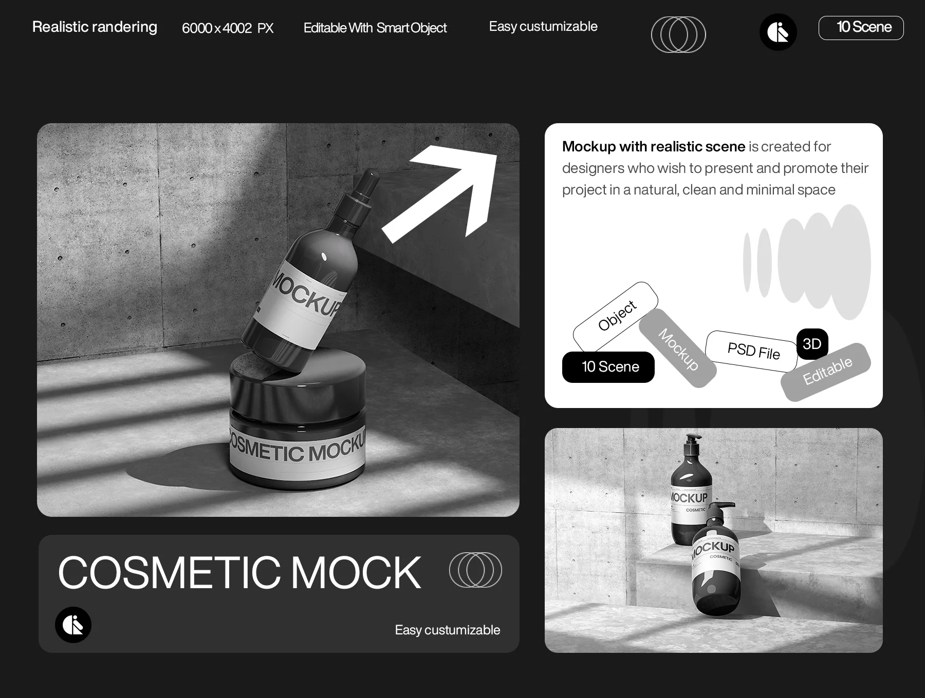 Minimalist Cosmetic Bottle and Jar Mockup with Realistic Shadows 6