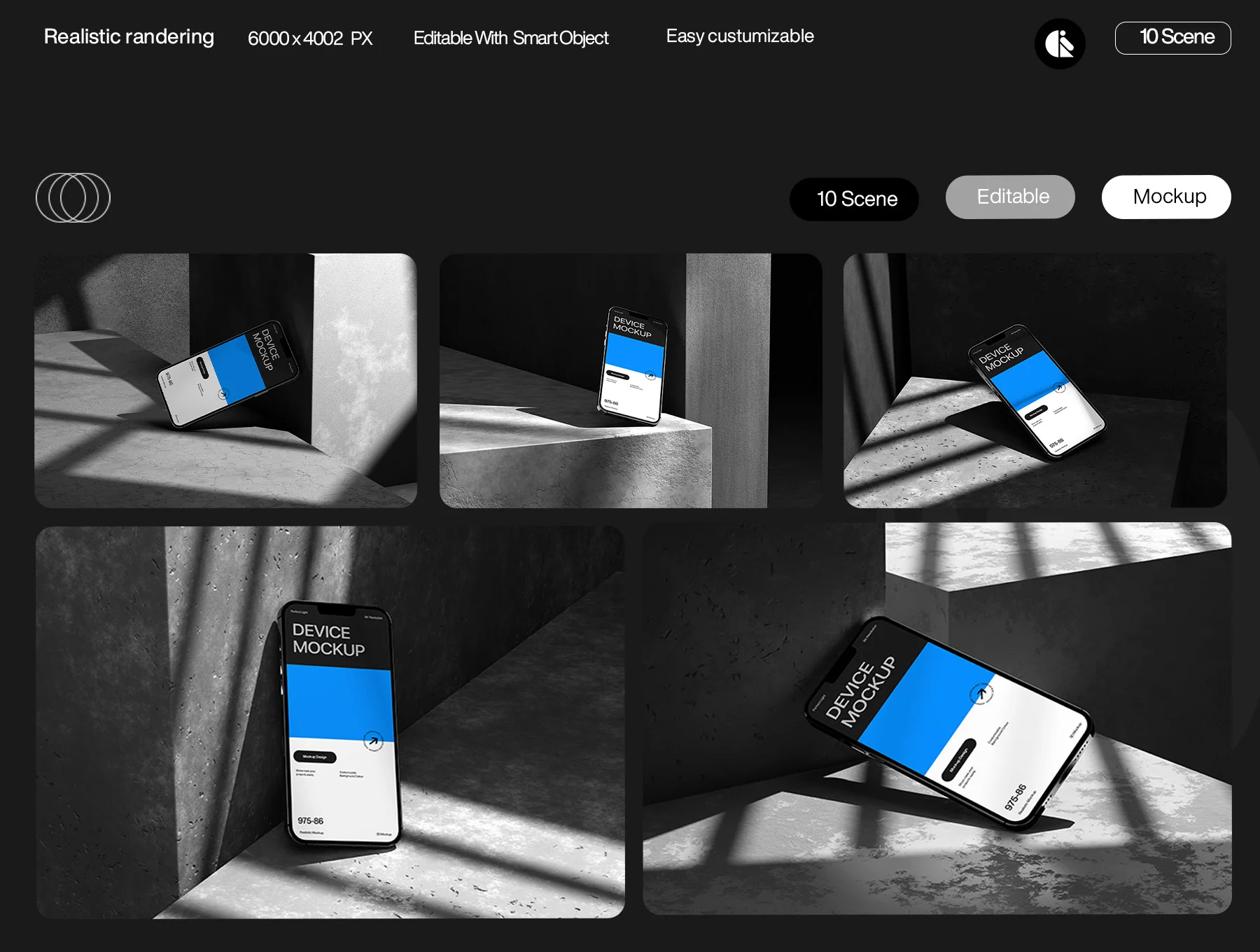 Minimalist Mobile Phone Mockup with Dramatic Lighting 2