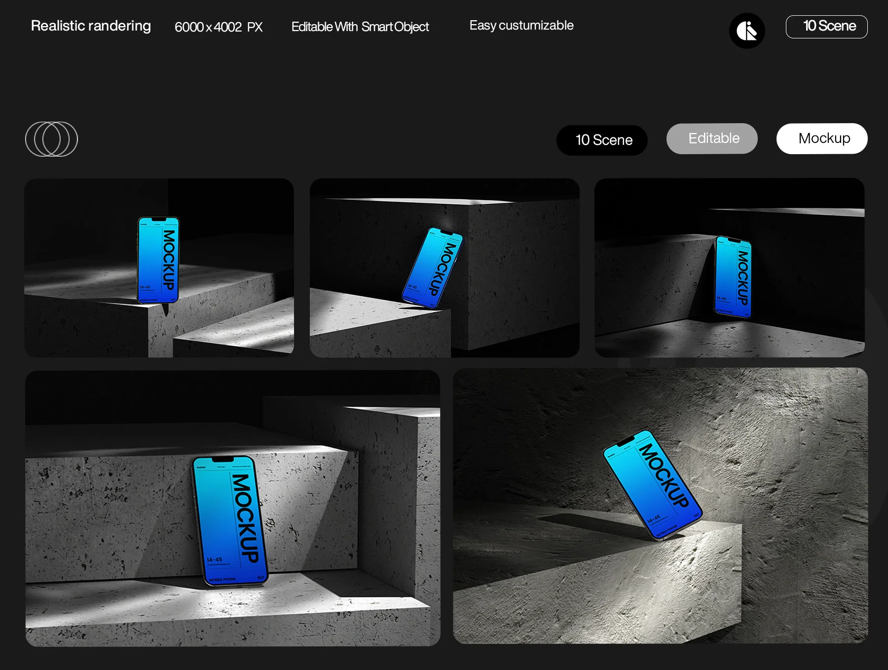 Minimalistic Blue Gradient Mobile Phone Mockup with Concrete Background 2