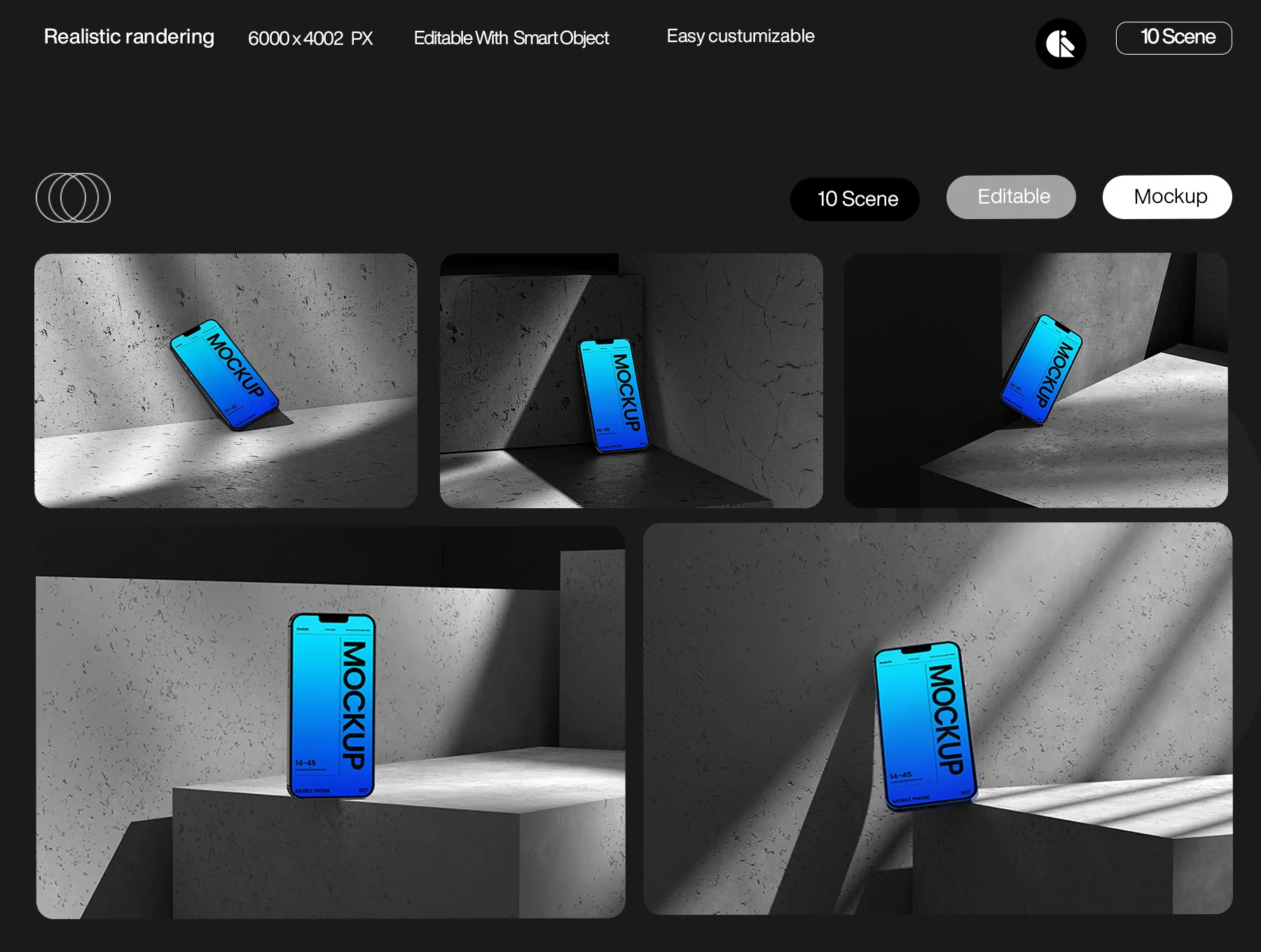 Minimalistic Blue Gradient Mobile Phone Mockup with Concrete Background 3
