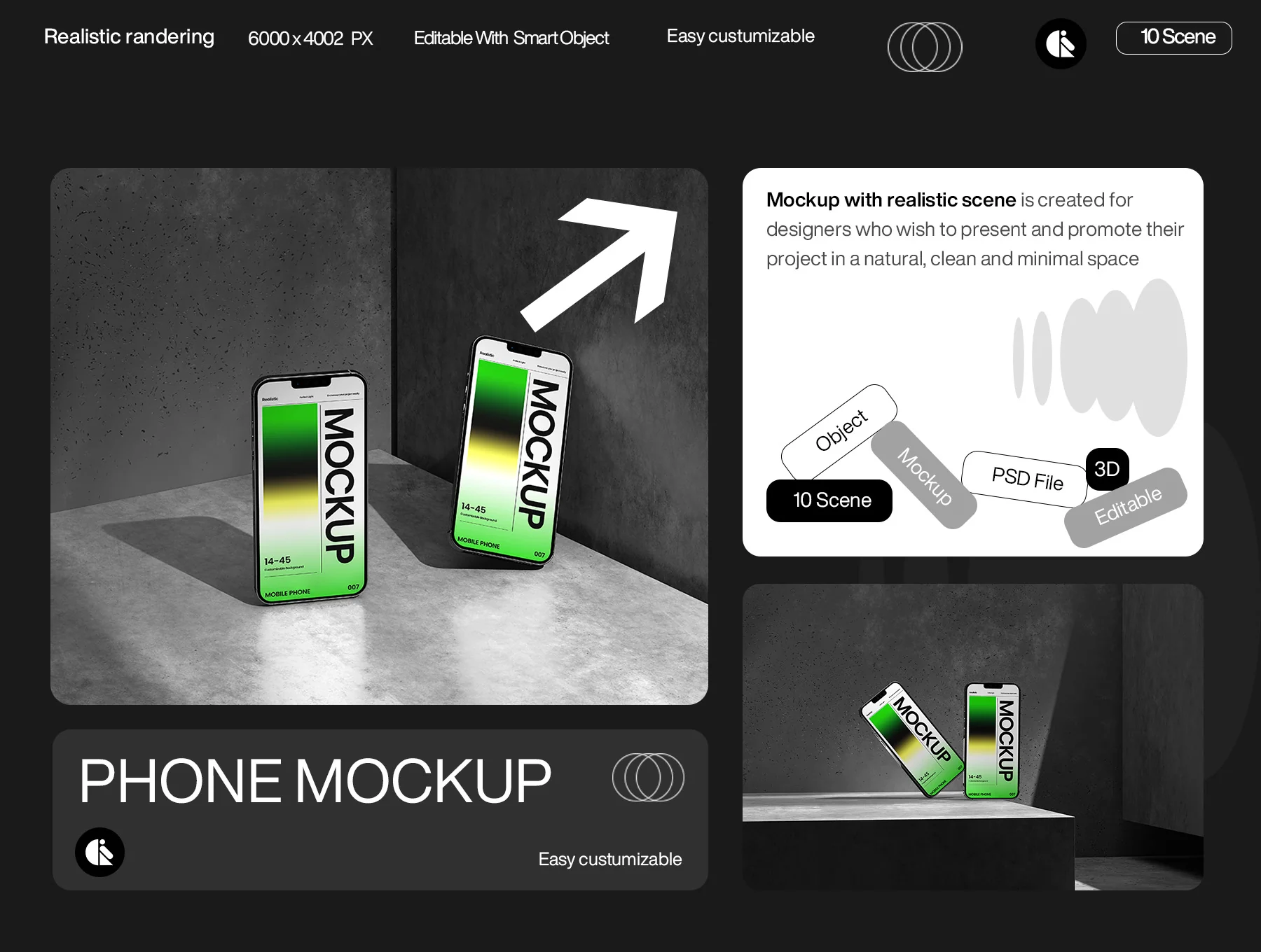 Minimalistic Smartphone Mockup with Gradient Screen on Concrete Background 6