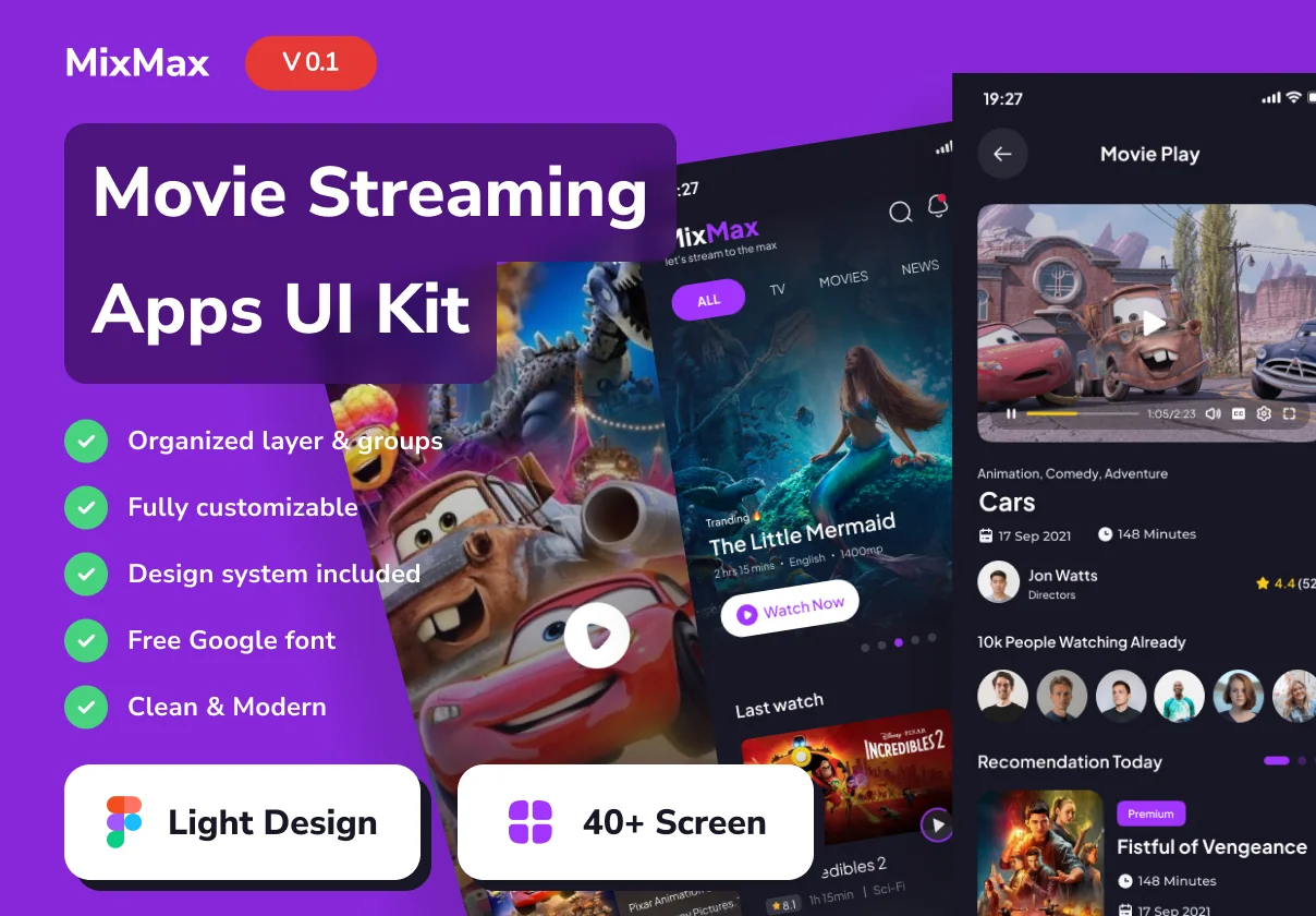 MixMax - Movie Streaming Mobile App UI Kits