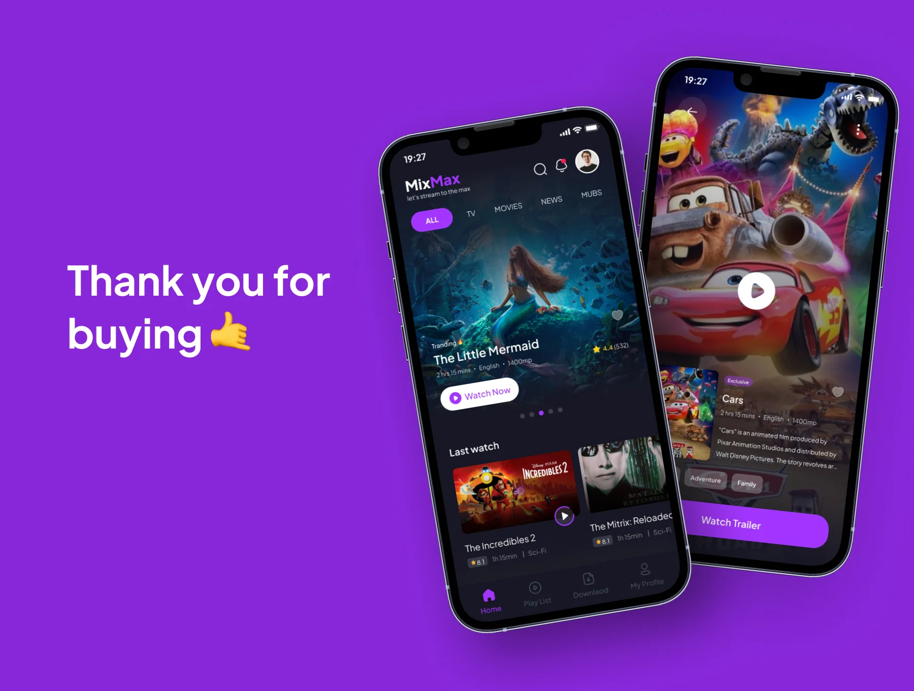 MixMax - Movie Streaming Mobile App UI Kits 6