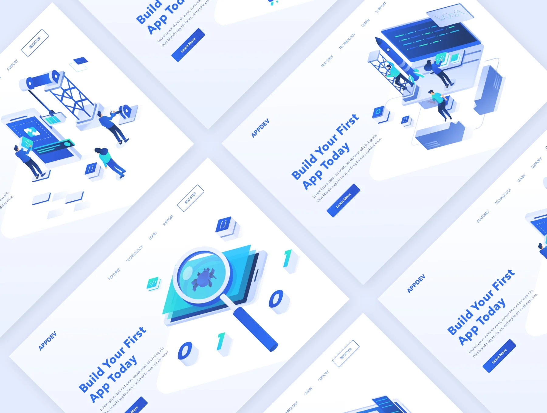 Mobile App & Web Development Isometric (5 Scenes) 2
