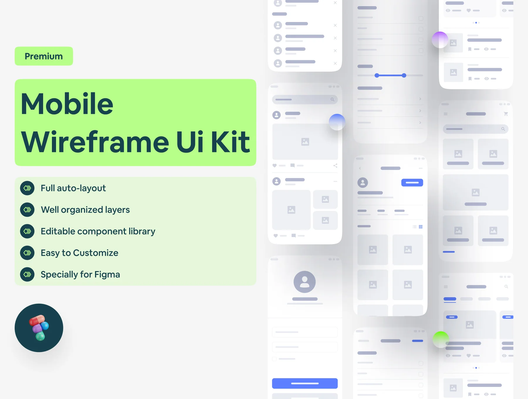 Mobile app wireframe ui kit
