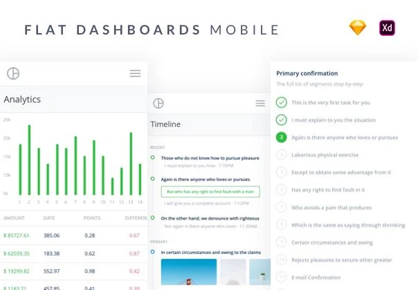 Mobile Flat Dashboards UI Kit