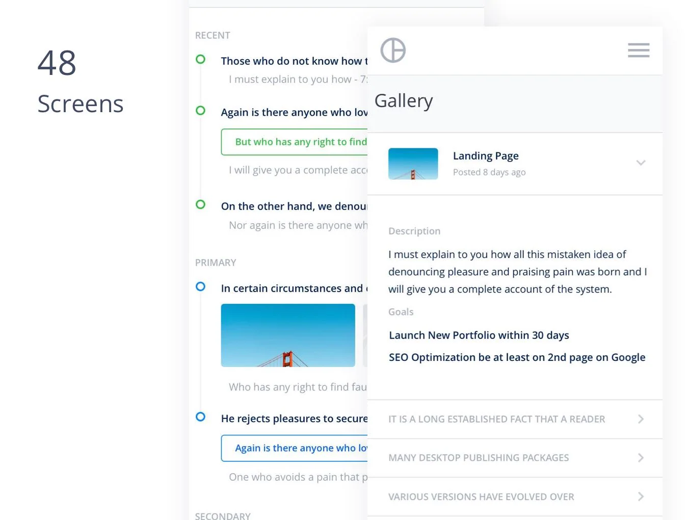 Mobile Flat Dashboards UI Kit 4