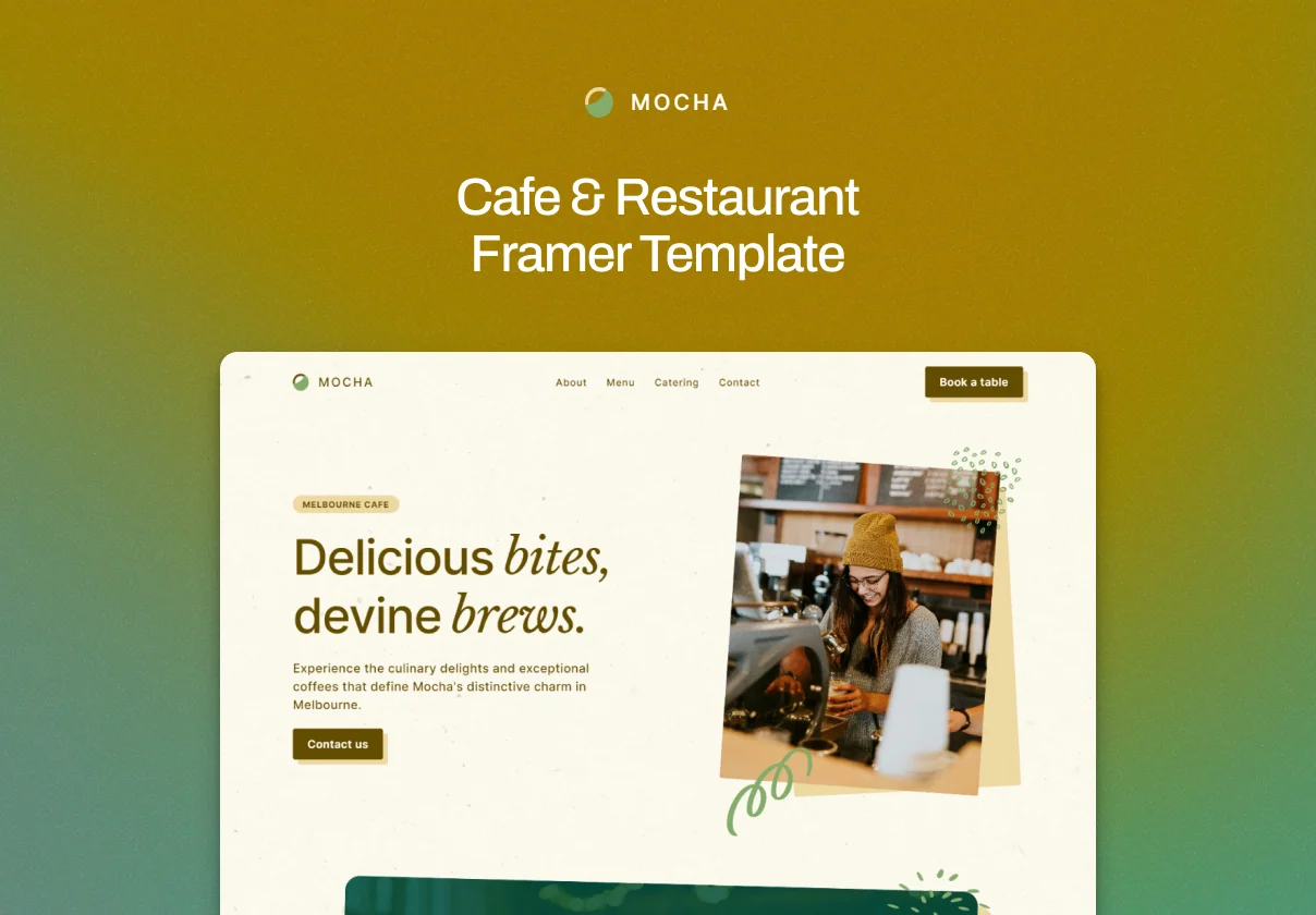 Mocha — Cafe & Restaurant Framer Template