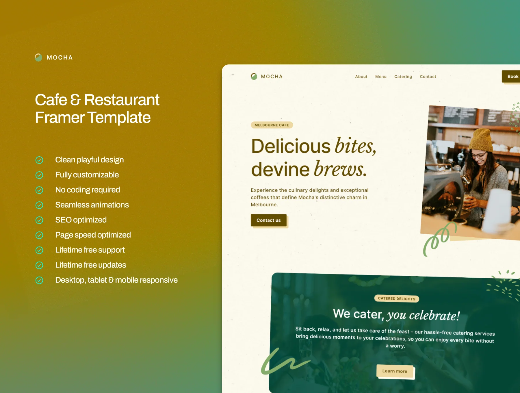 Mocha — Cafe & Restaurant Framer Template