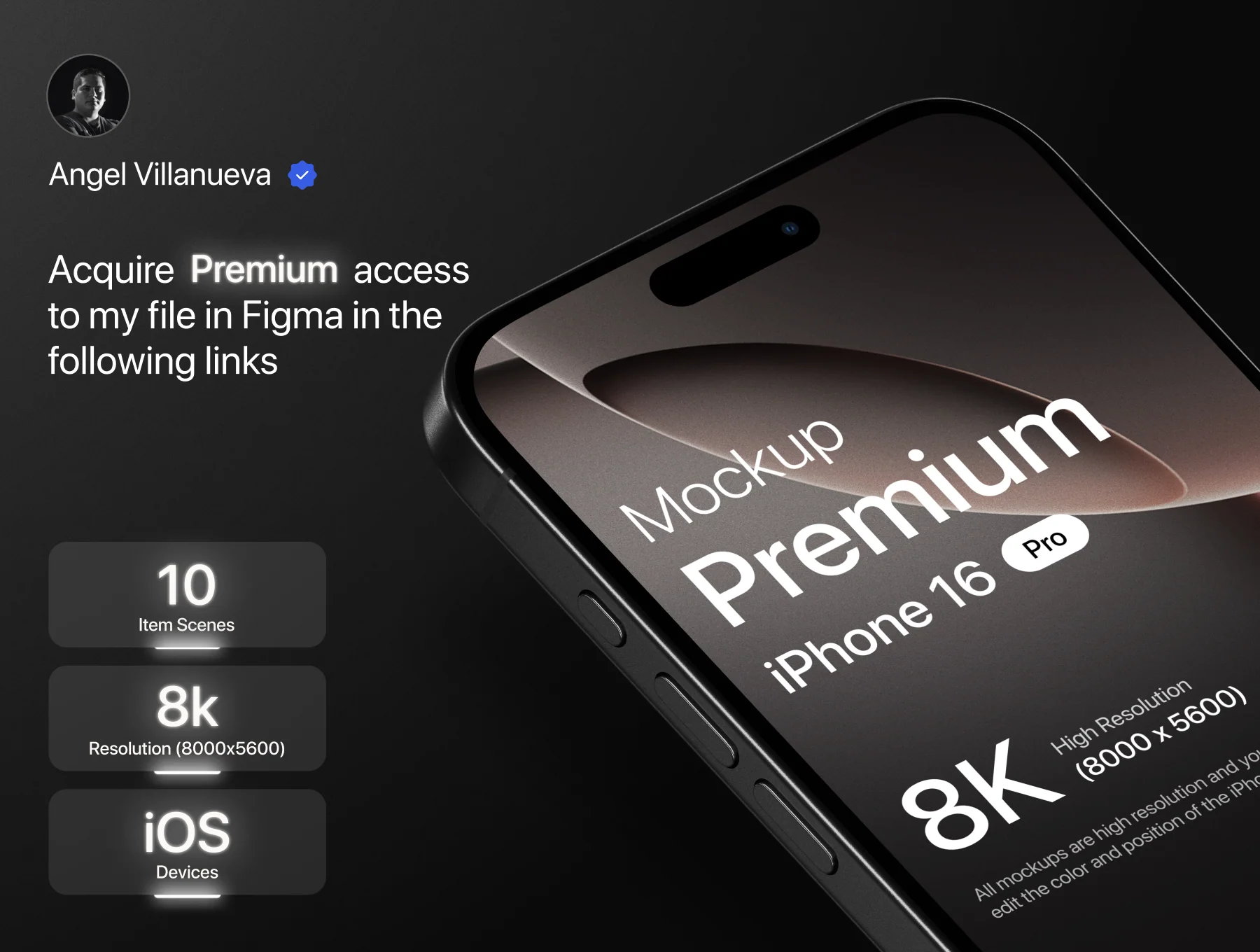 Premium iPhone 16 Pro Black Titanium Mockup 2