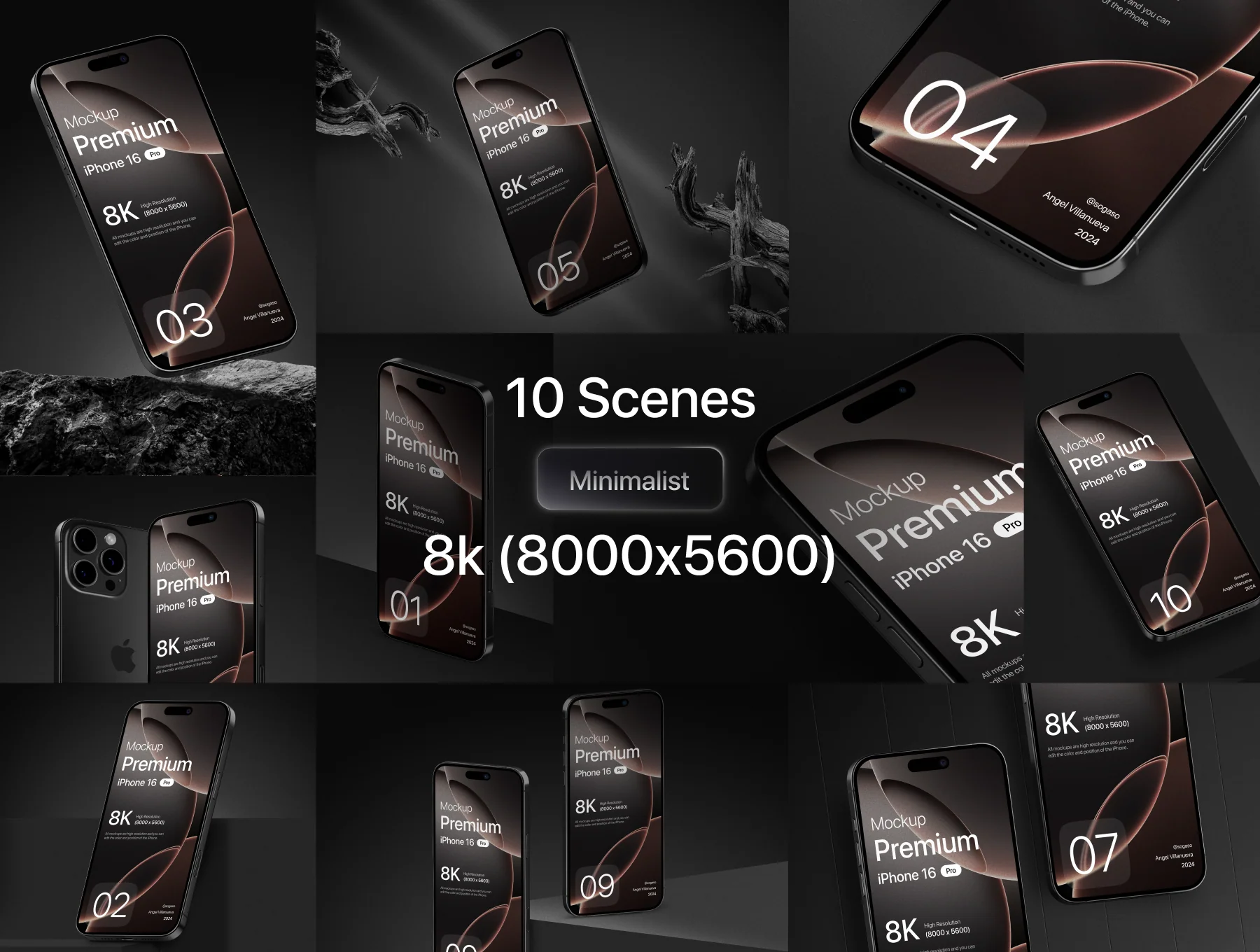 Premium iPhone 16 Pro Black Titanium Mockup 3