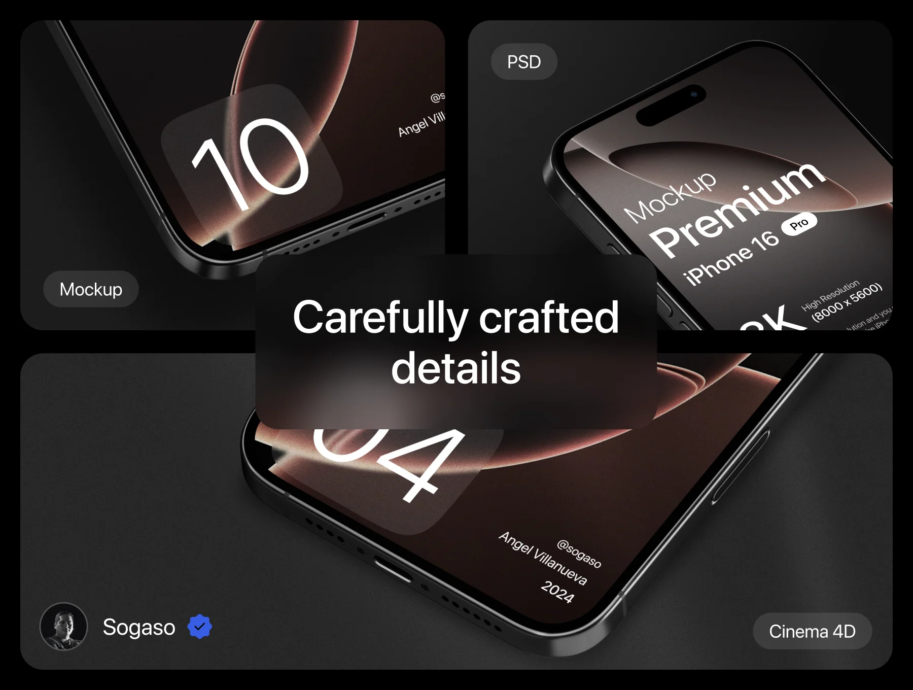Premium iPhone 16 Pro Black Titanium Mockup 4
