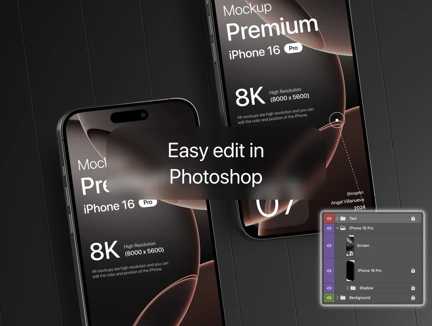 Premium iPhone 16 Pro Black Titanium Mockup 5