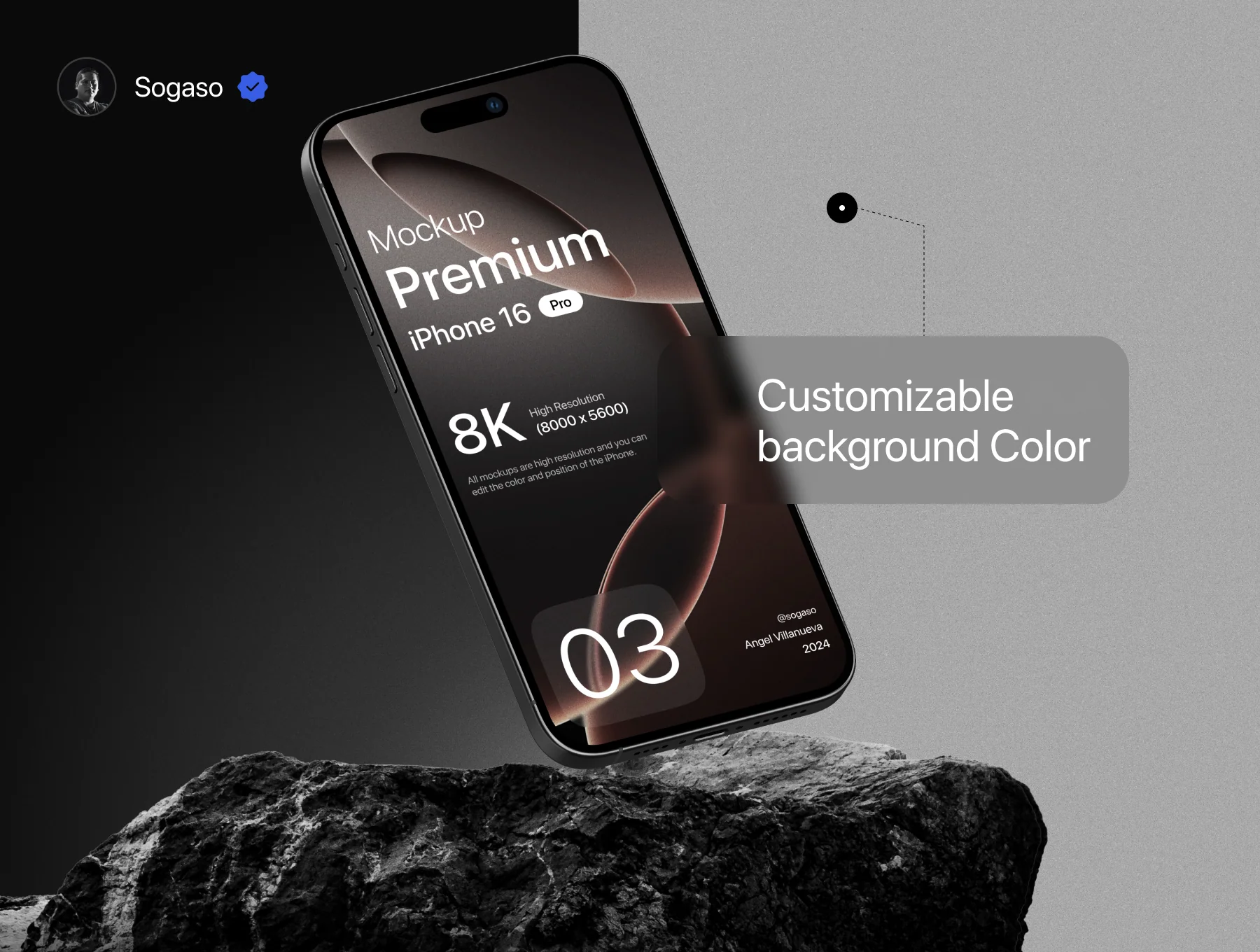 Premium iPhone 16 Pro Black Titanium Mockup 6