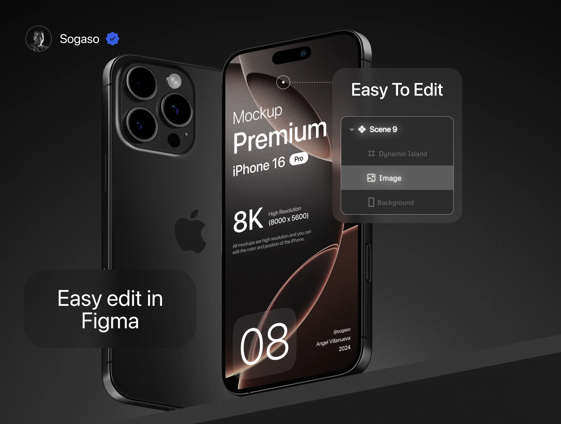 Premium iPhone 16 Pro Black Titanium Mockup 7
