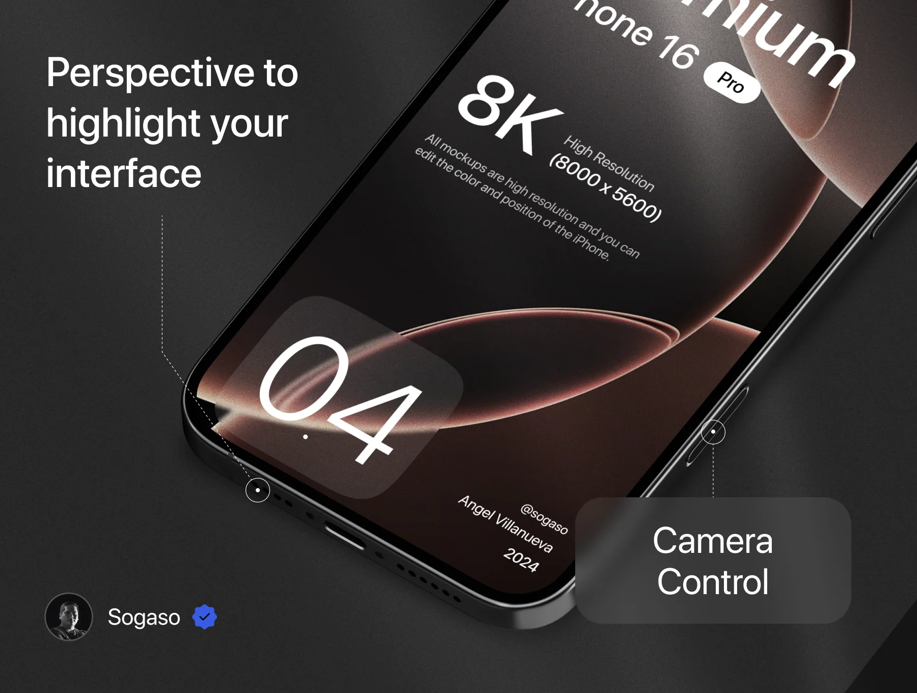 Premium iPhone 16 Pro Black Titanium Mockup 8