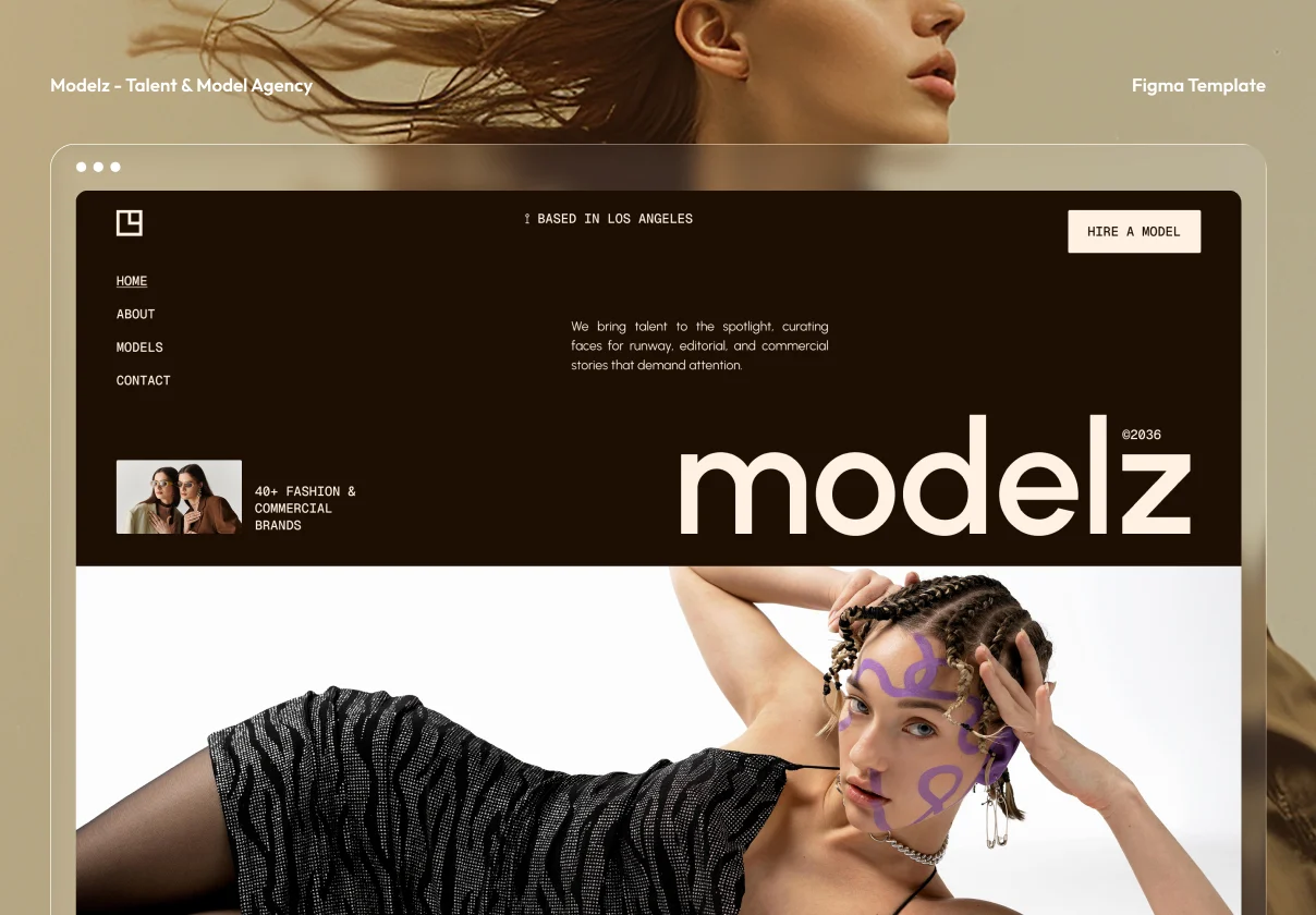 Modelz - Talent & Model Agency Website UI Figma Template