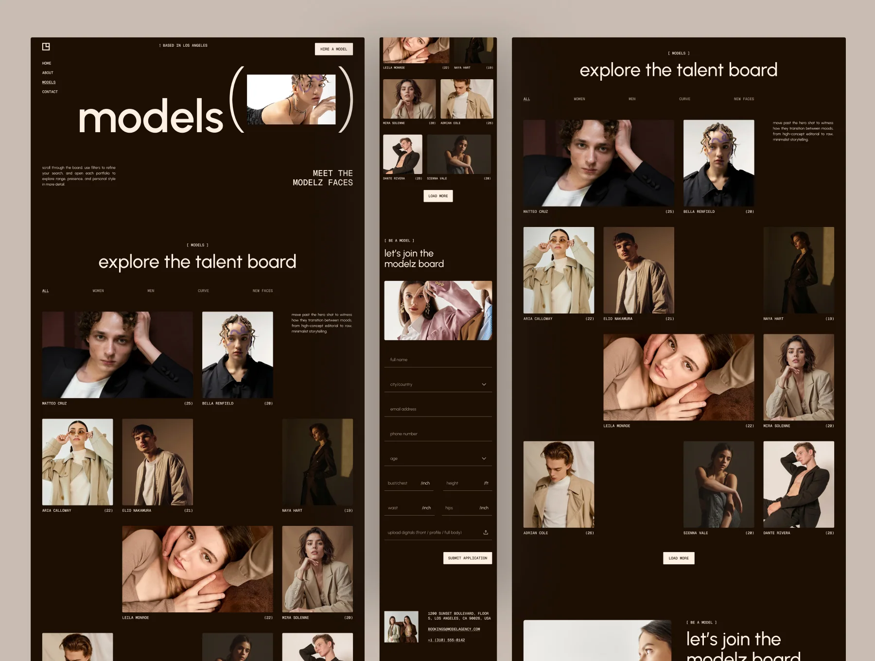 Modelz - Talent & Model Agency Website UI Figma Template 3
