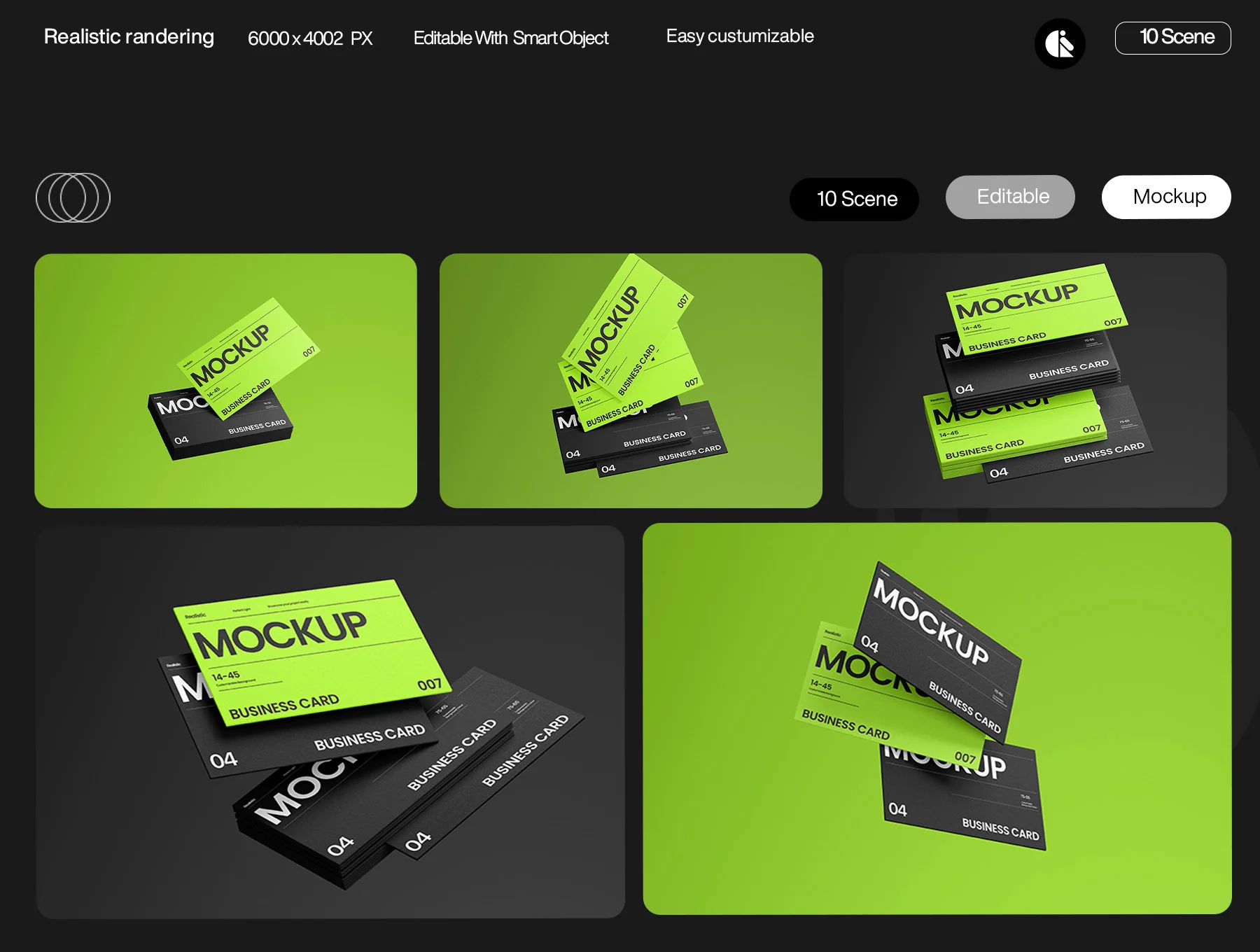 Modern Black and Green Business Card Mockup Template 2