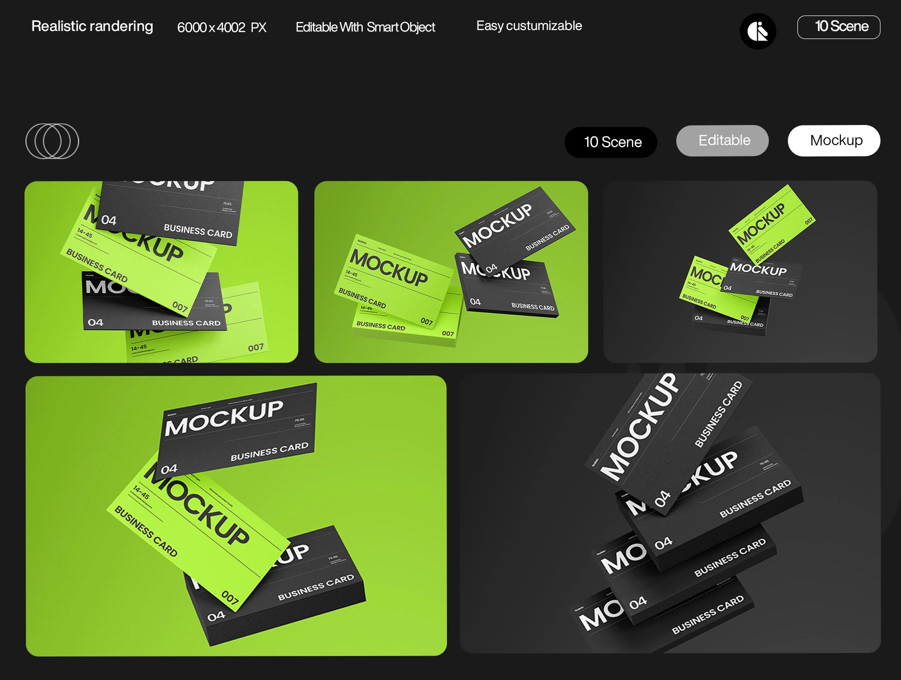 Modern Black and Green Business Card Mockup Template 3