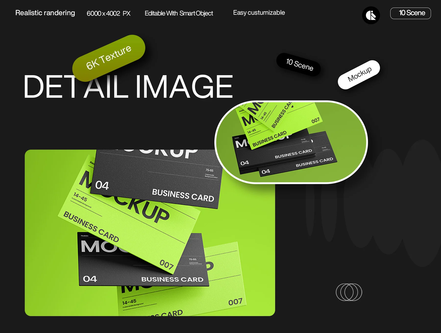 Modern Black and Green Business Card Mockup Template 5