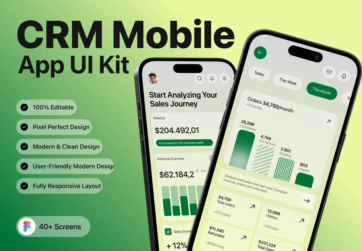Modern CRM & Sales Management Mobile UI Kit