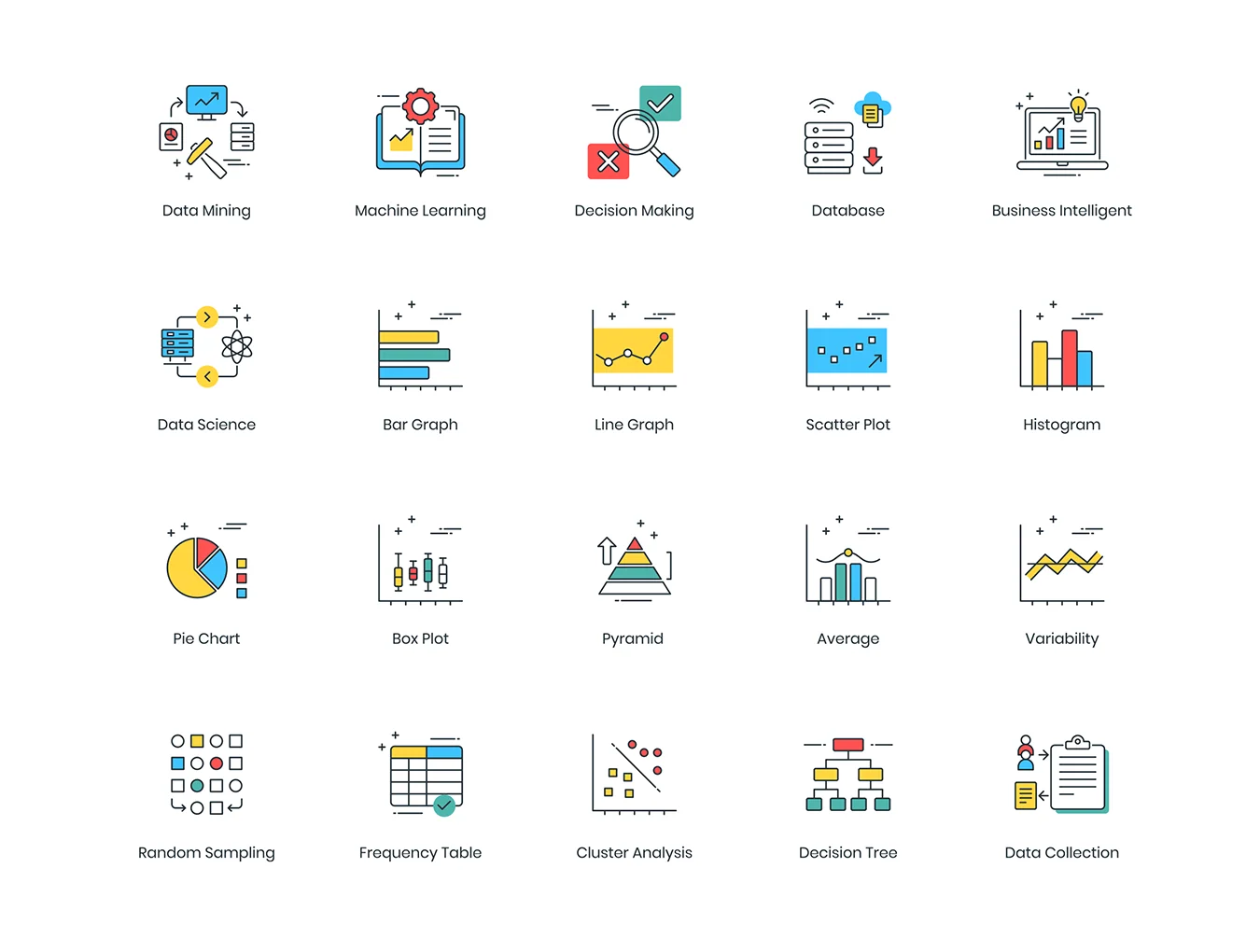 73 Data Analytics Icons | ColorPop Series 3