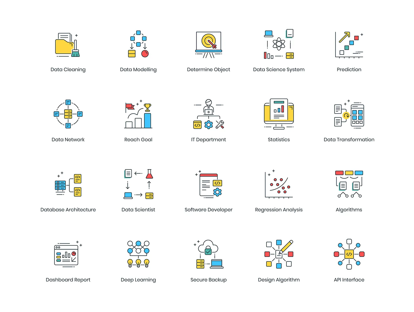 73 Data Analytics Icons | ColorPop Series 4