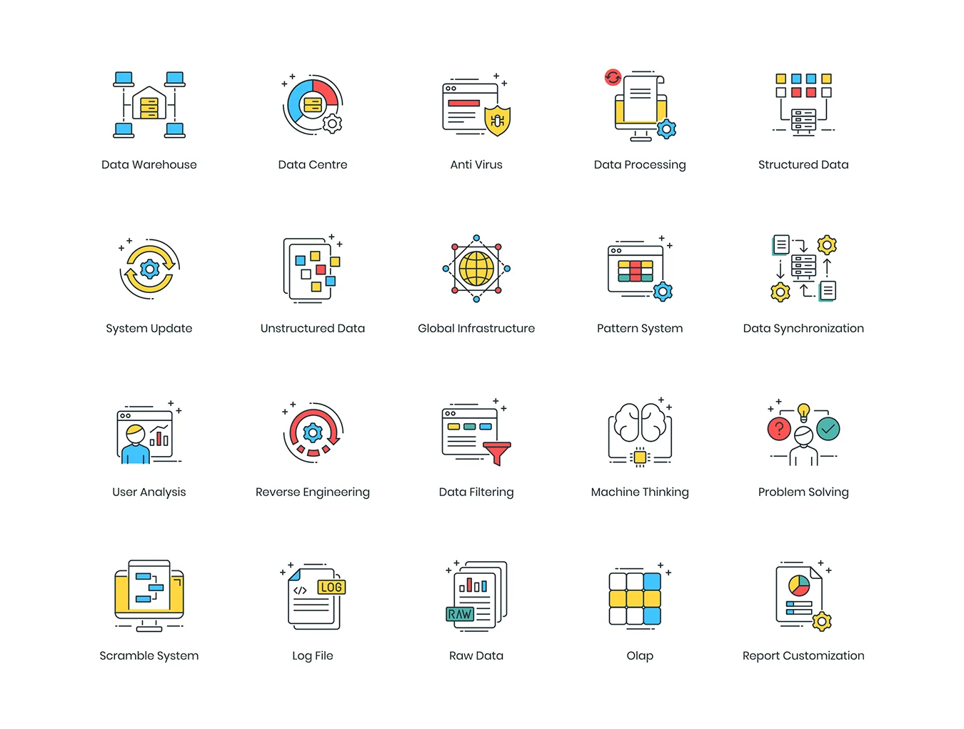 73 Data Analytics Icons | ColorPop Series 5