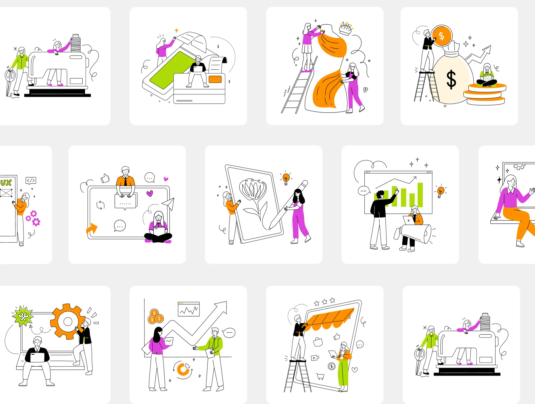 Modern Flat Illustrations of Teamwork Collaborative Projects 7
