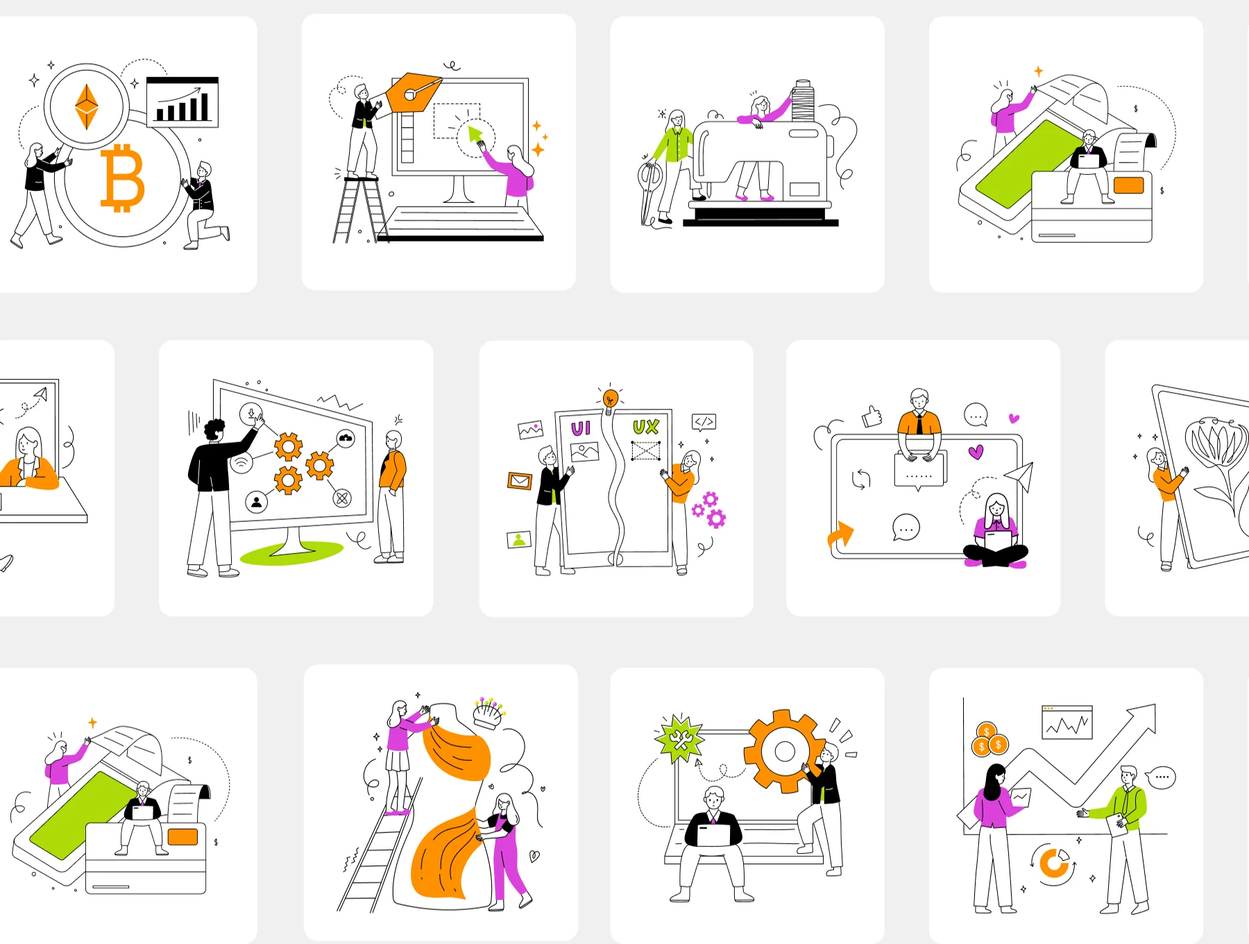 Modern Flat Illustrations of Teamwork Collaborative Projects 8