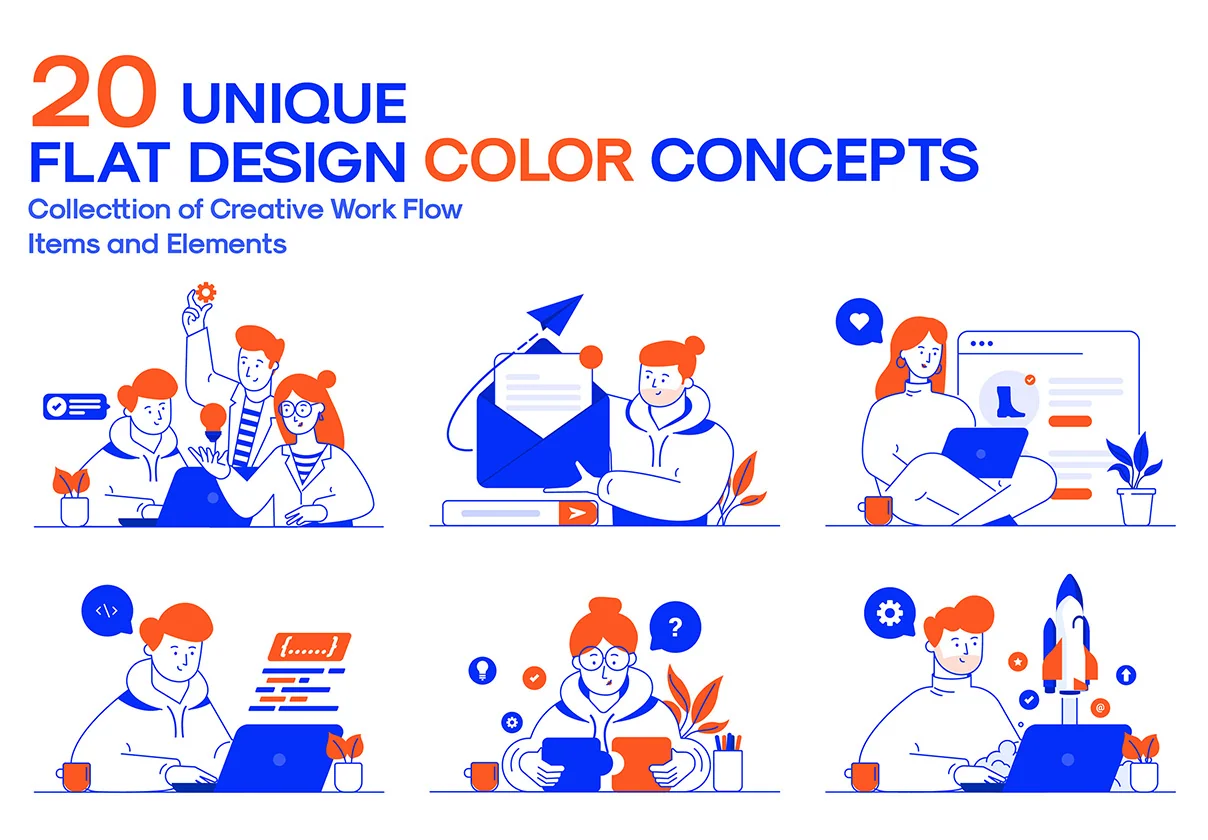 Modern Flat Line Business illustrations