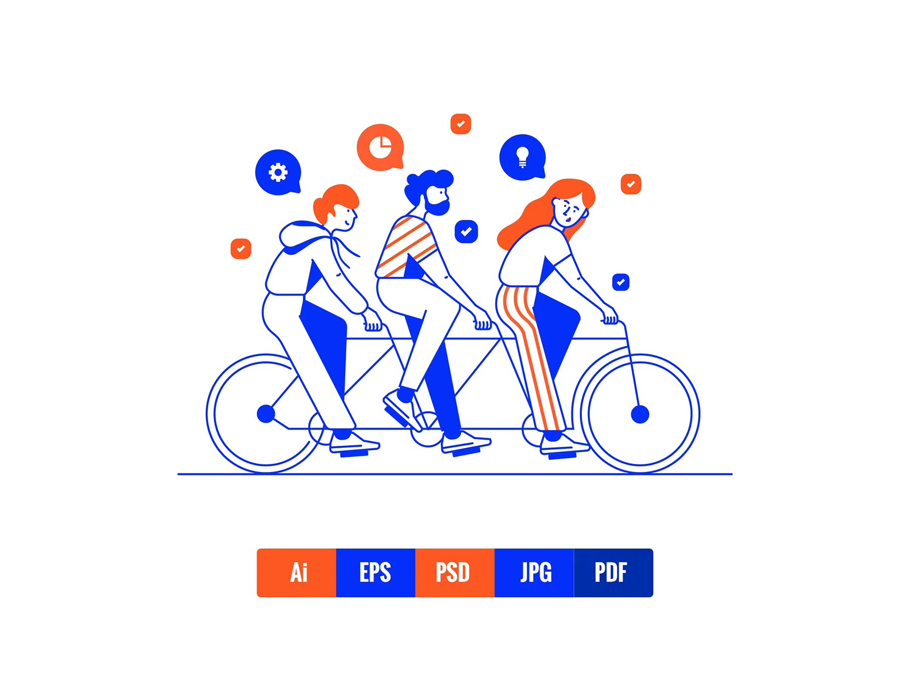 Modern Flat Line Business illustrations