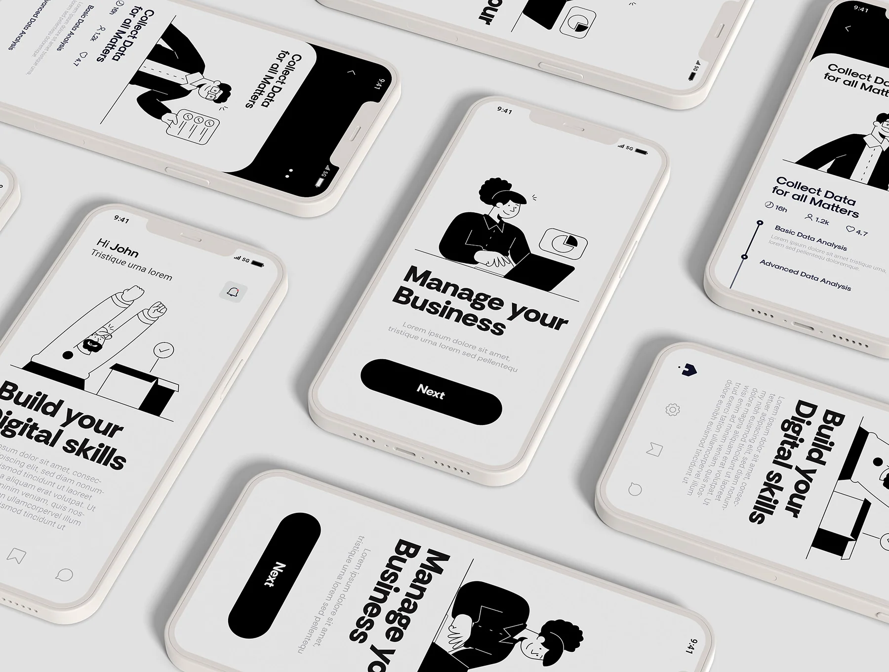 60 Modern Flat Line Illustrations for SaaS, UI & Startups 5