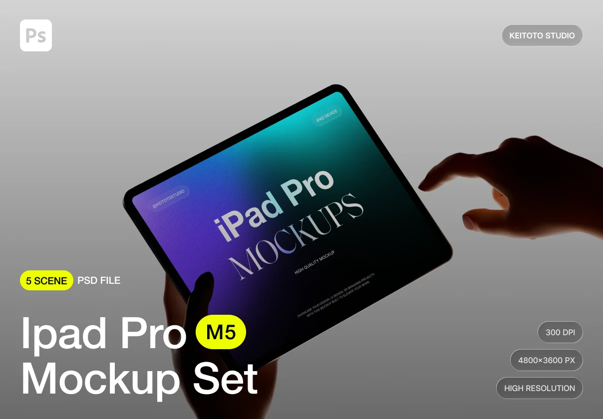 Modern Floating Tablet Mockup with Hands