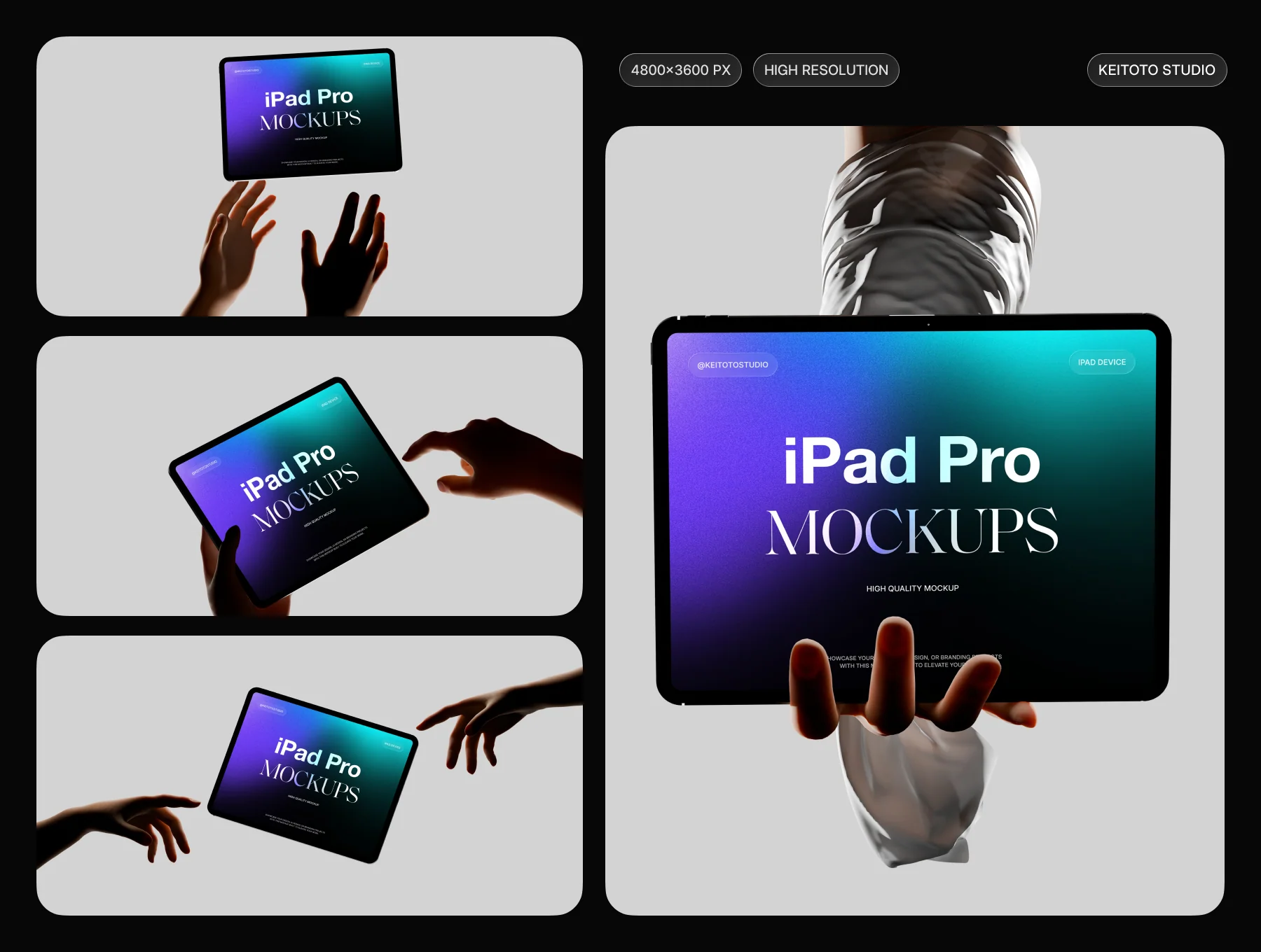 Modern Floating Tablet Mockup with Hands 2