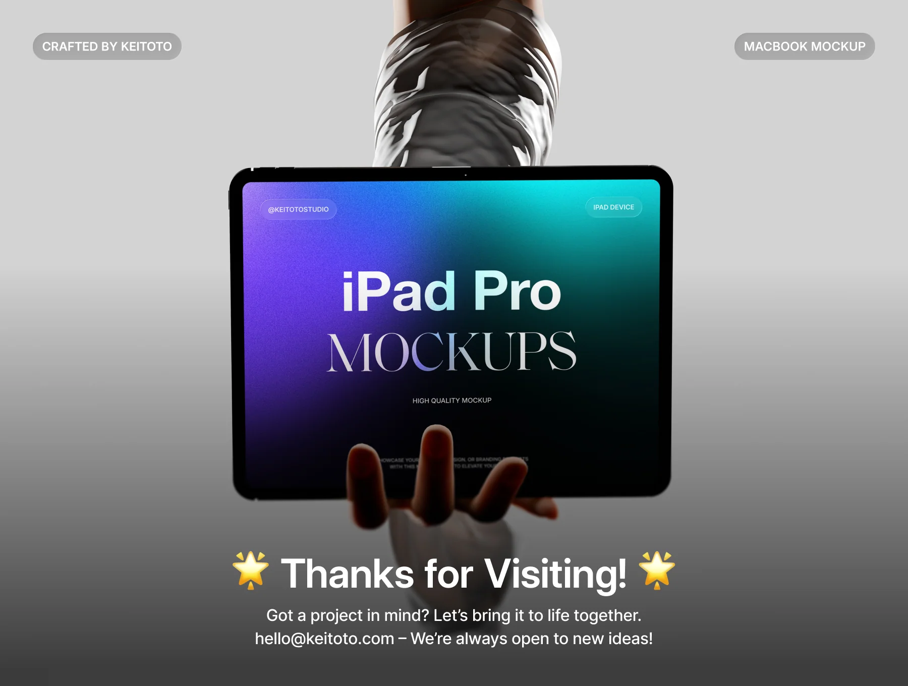 Modern Floating Tablet Mockup with Hands 4