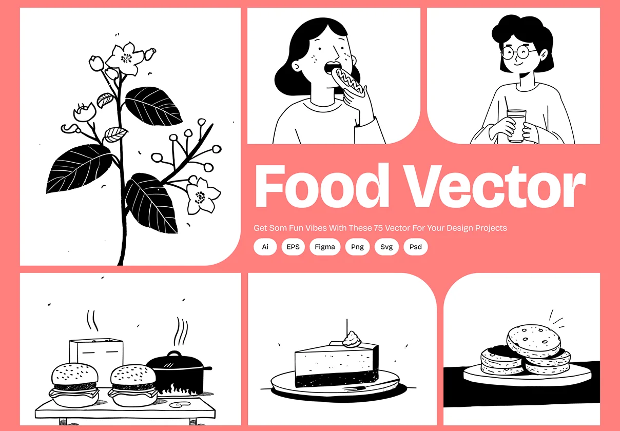 Modern Food & Beverage Illustrations for Restaurant, Menu & Delivery Apps