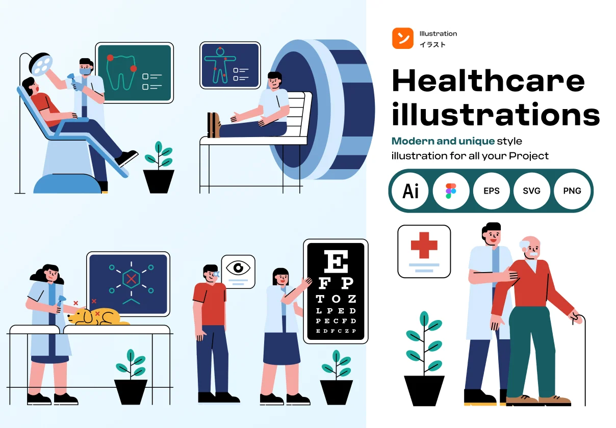 Modern Healthcare & Medical Illustration Pack