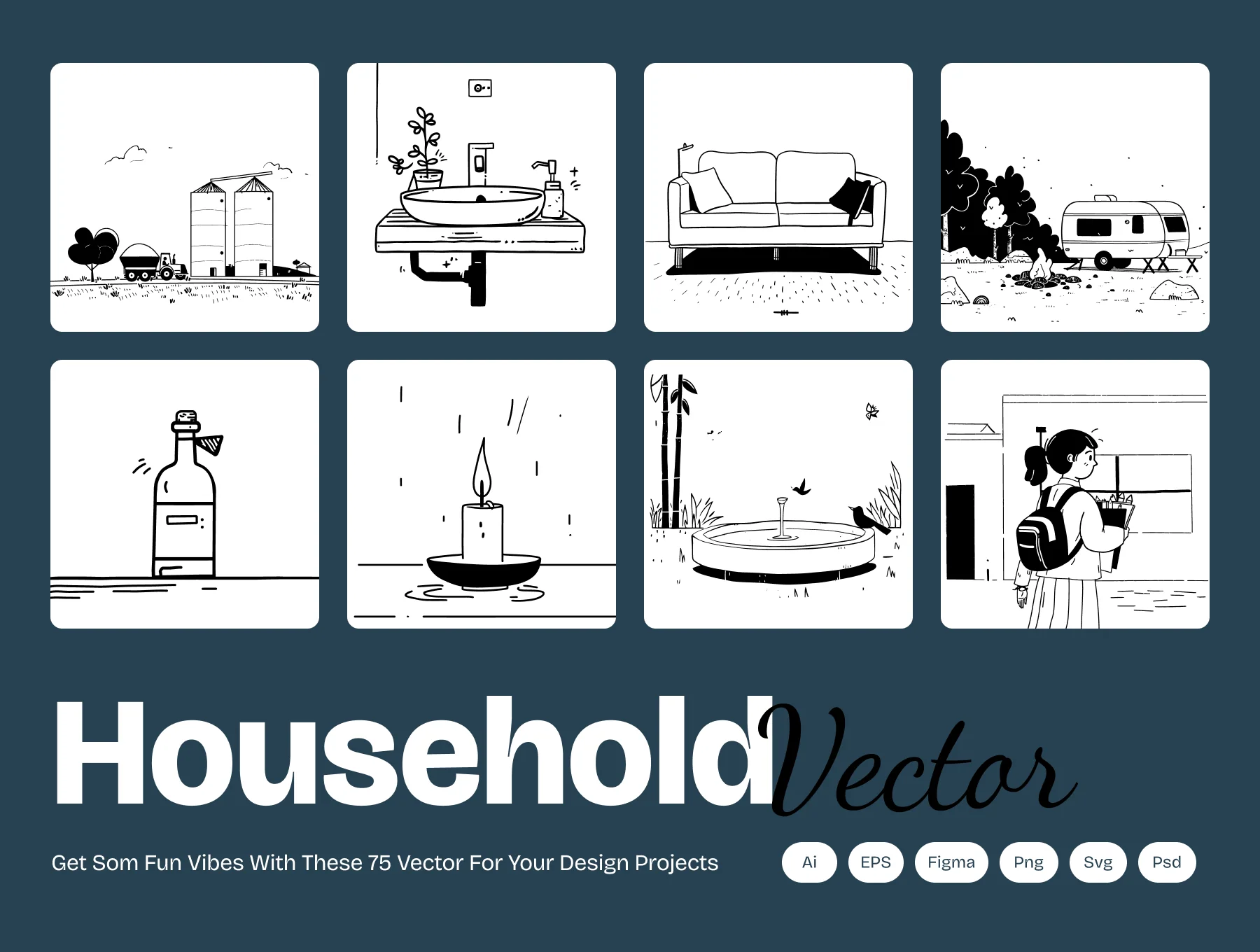 Modern Household & Everyday Objects Illustrations for Home & Lifestyle Apps