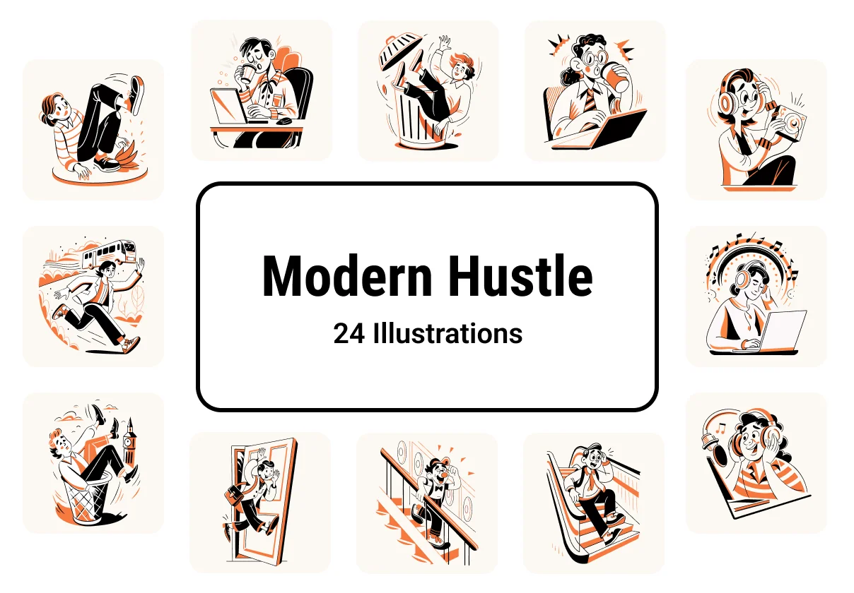 🔥 Modern Hustle – Lifestyle & Productivity Illustration Pack