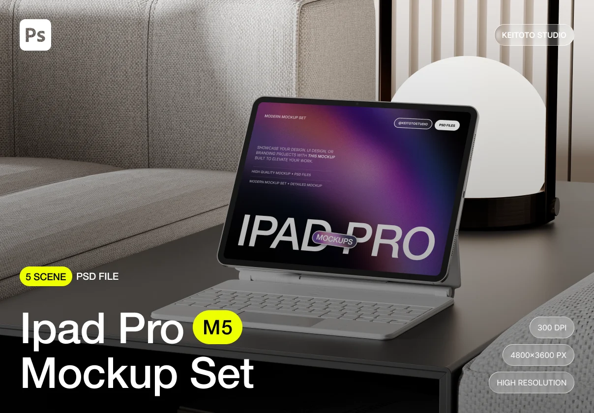 Modern Living Workspace iPad Pro Mockup Set