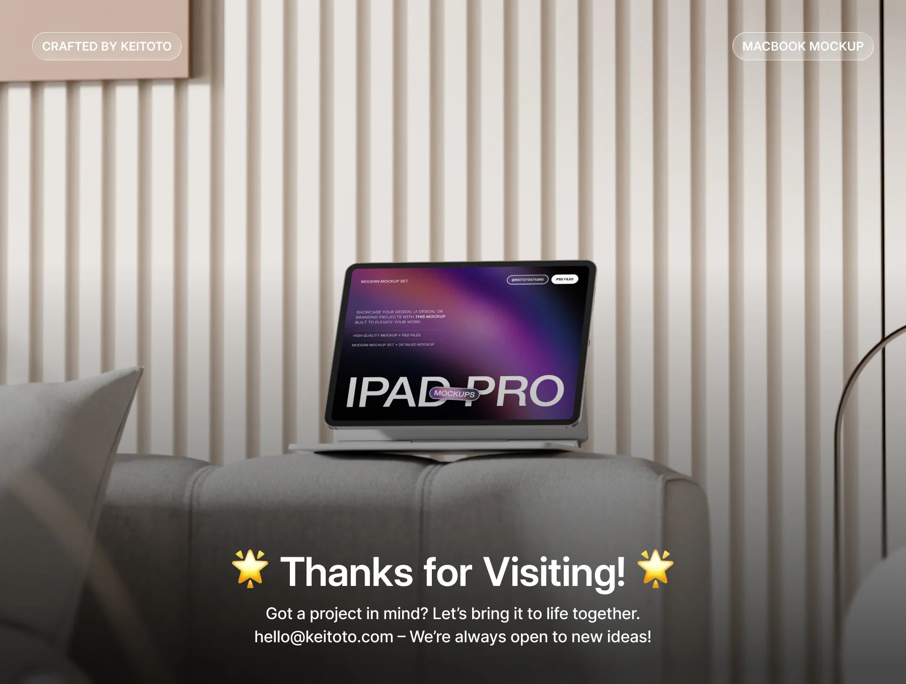 Modern Living Workspace iPad Pro Mockup Set 4