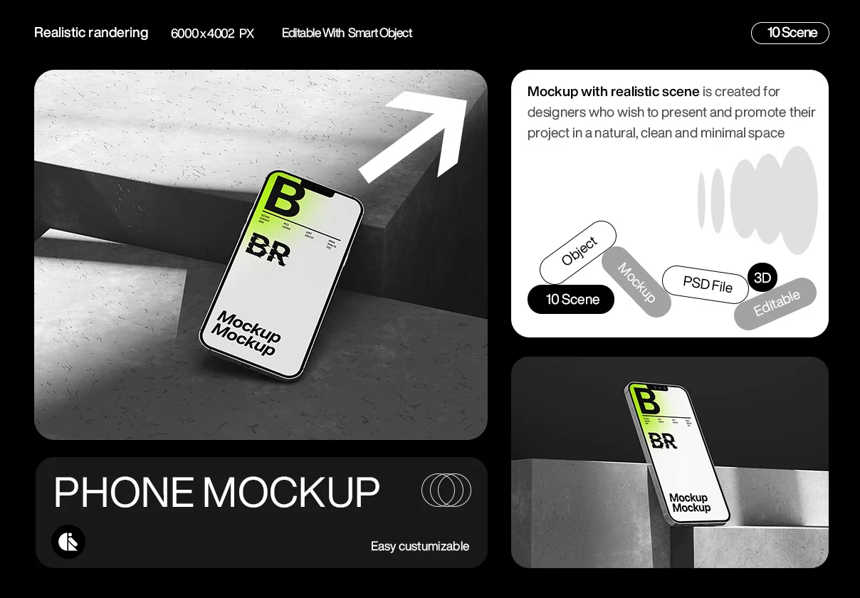 Modern Phone Mockup for App and UI Presentation