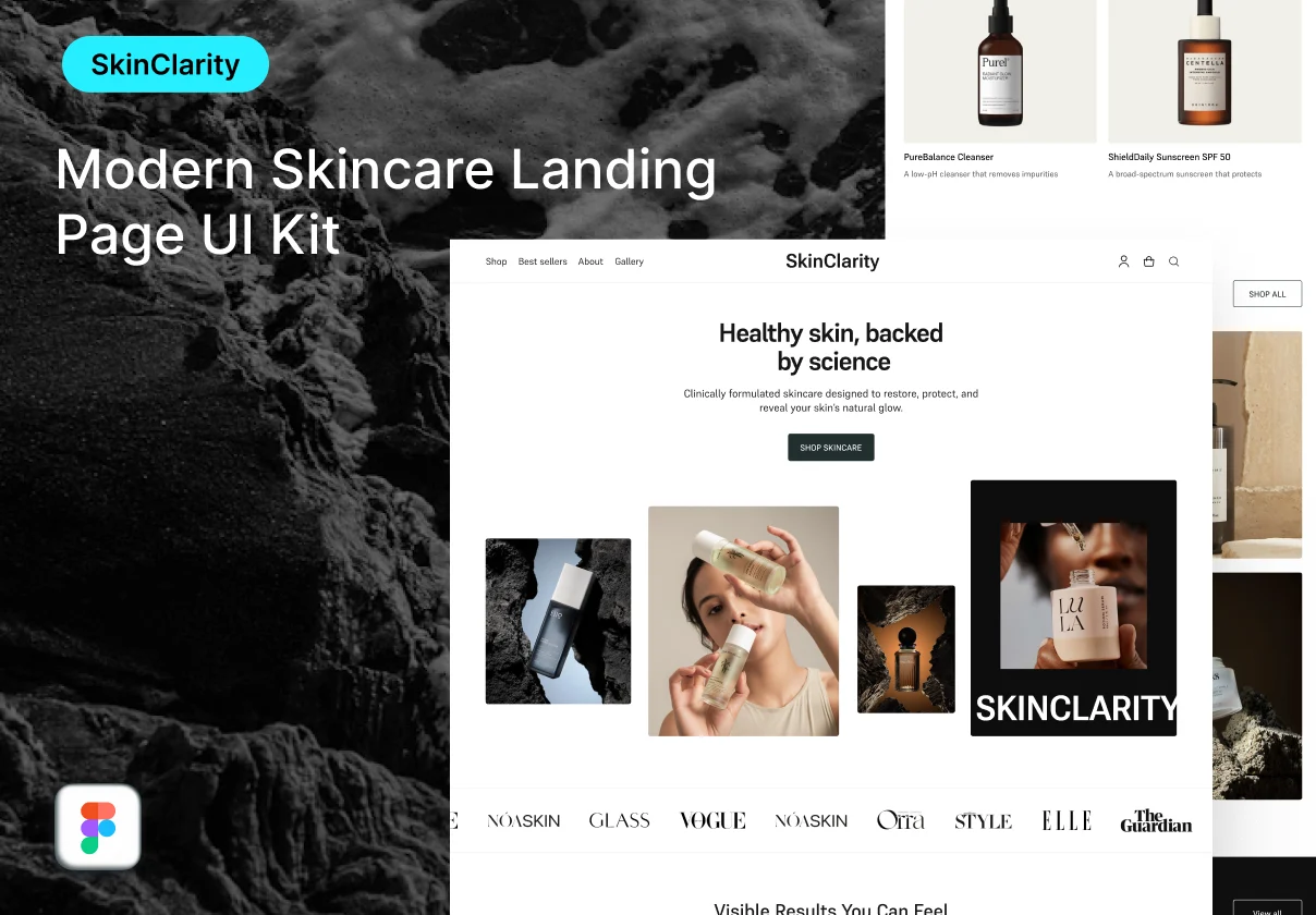 Modern Skincare Landing Page UI Kit