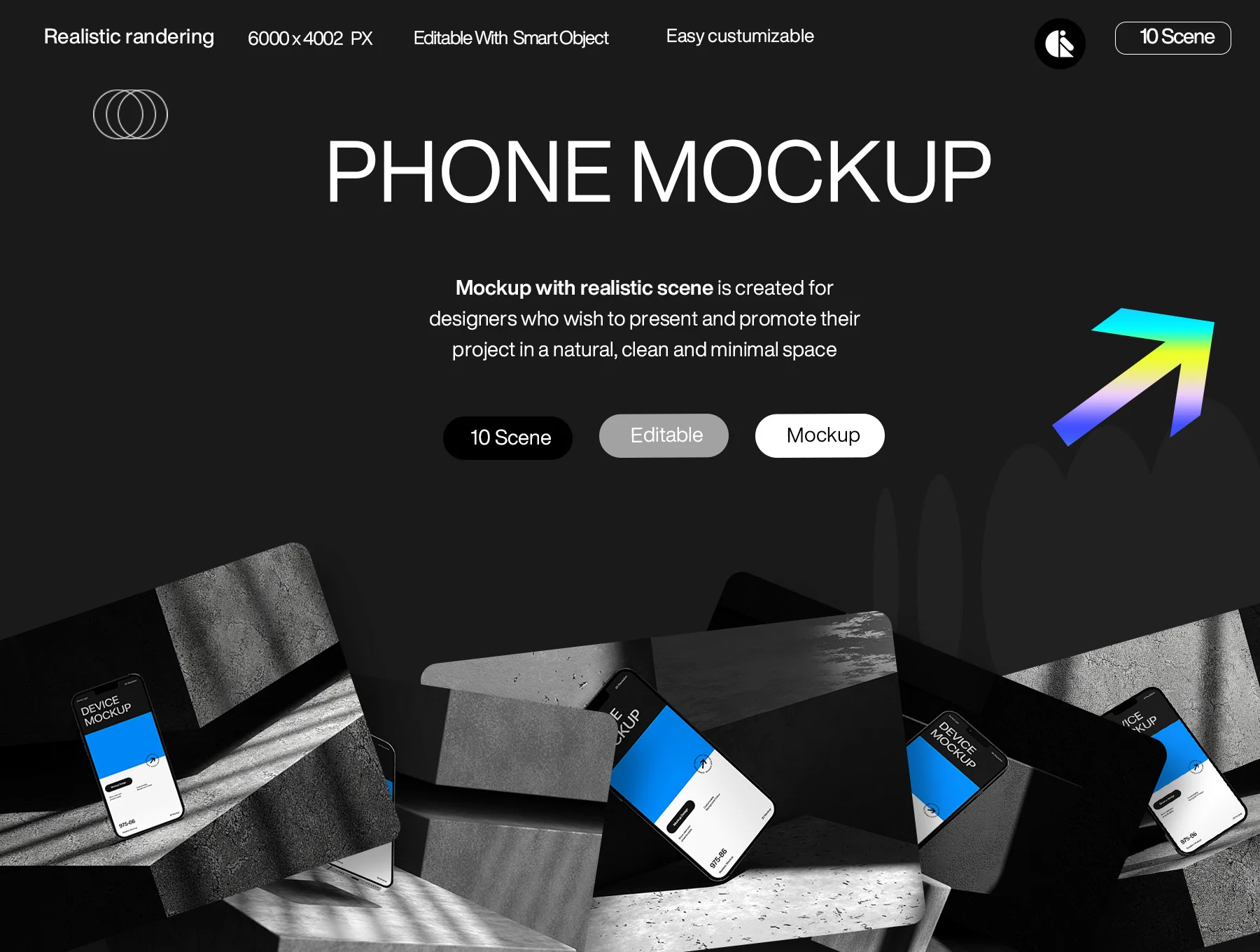 Modern Smartphone Mockup with Shadow Effects
