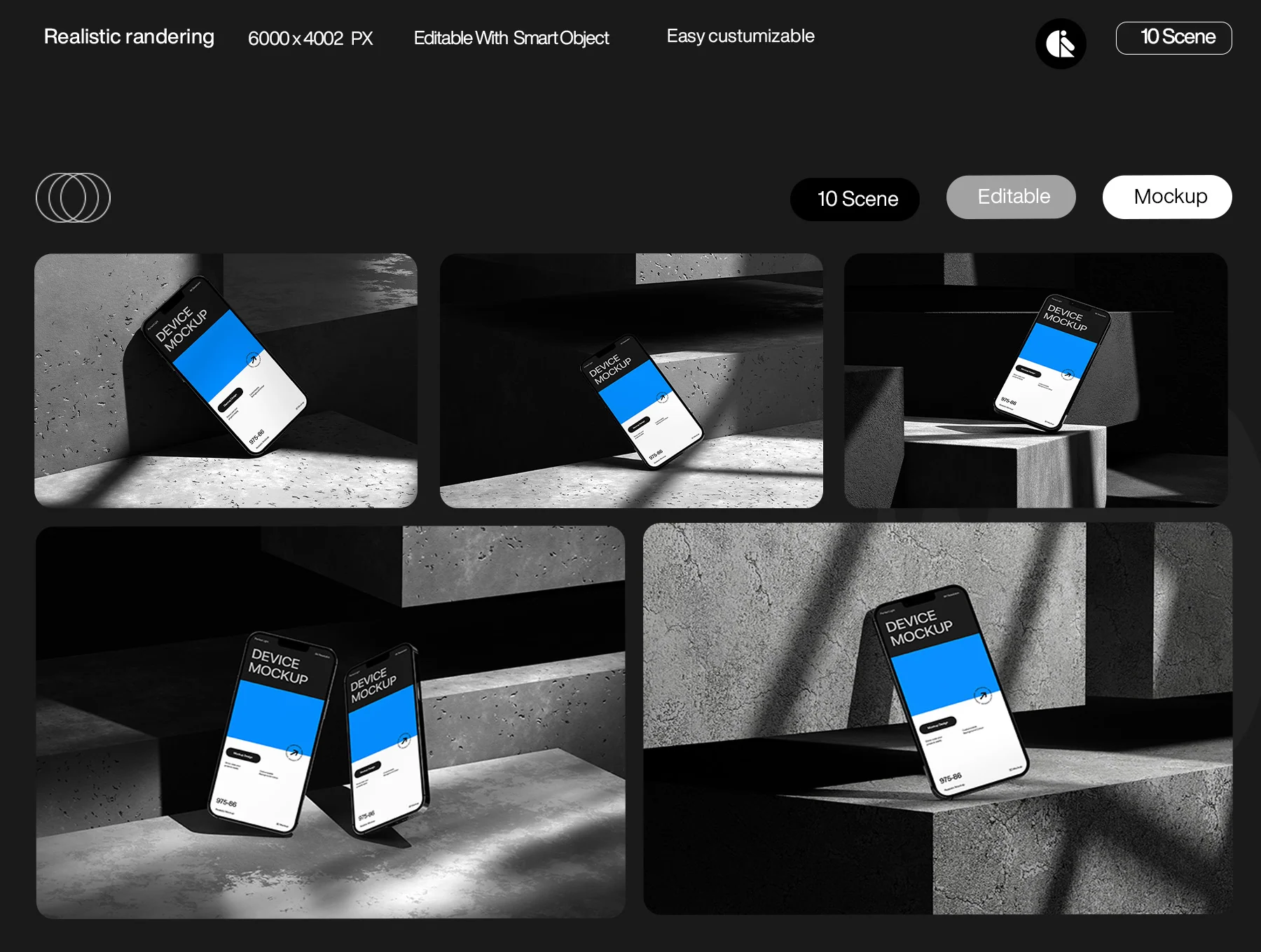 Modern Smartphone Mockup with Shadow Effects 3